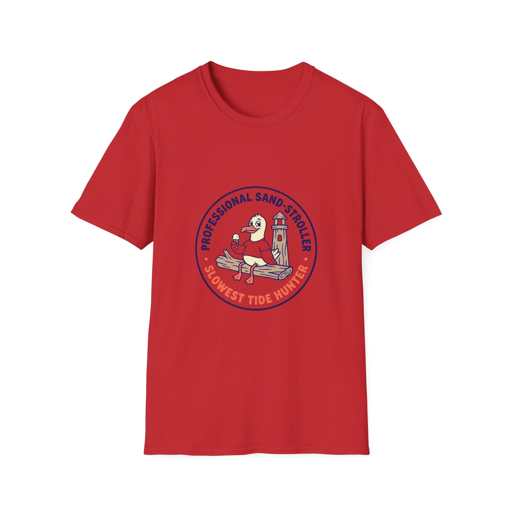 T-Shirt — "Professional Sand Stroller" Seagull Design (Slowest Tide Hunter)