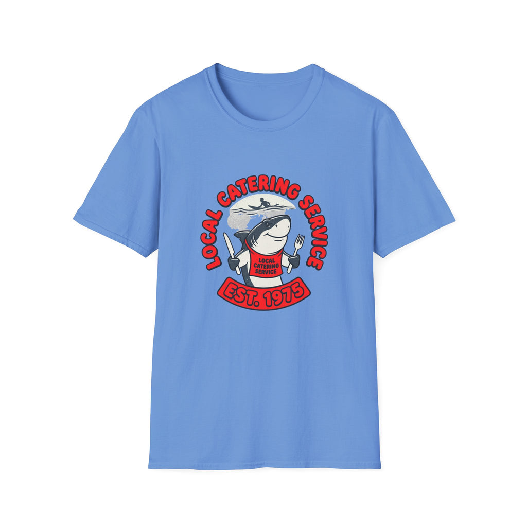 Local Catering Service Shark T-Shirt — 'Est. 1978' Retro Chef Logo Tee