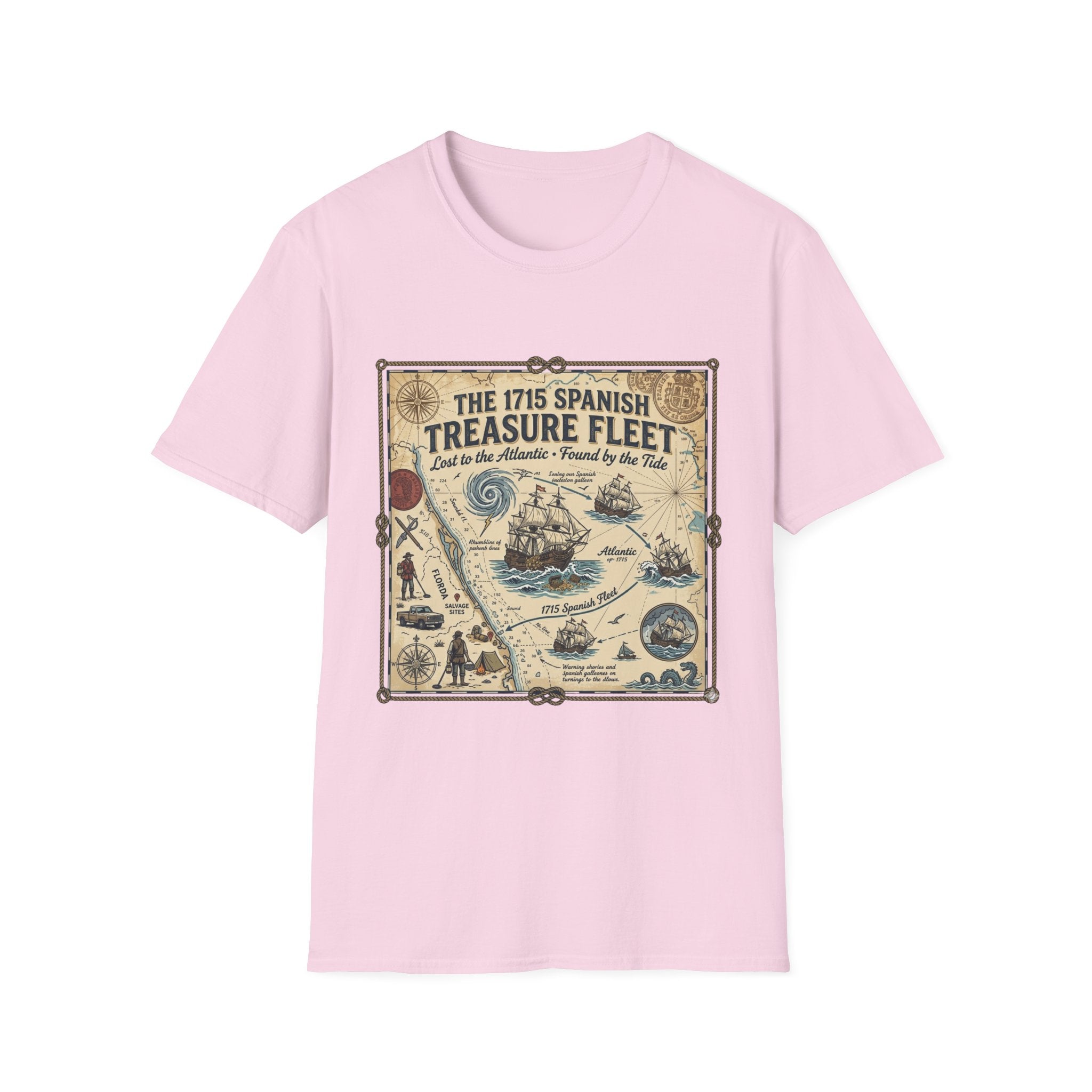 Treasure Fleet T-Shirt — 1715 Spanish Shipwreck Map Vintage Dive Tee