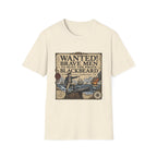 Wanted! Brave Men to Hunt the Pirate Blackbeard T-Shirt — Vintage Pirate Poster Tee