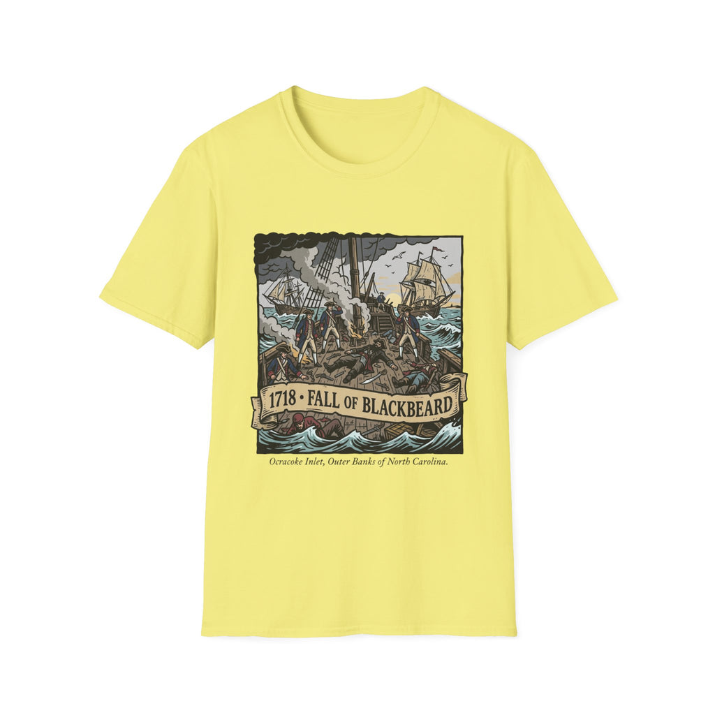 Fall of Blackbeard 1718 T-Shirt — Historic Pirate Battle Tee