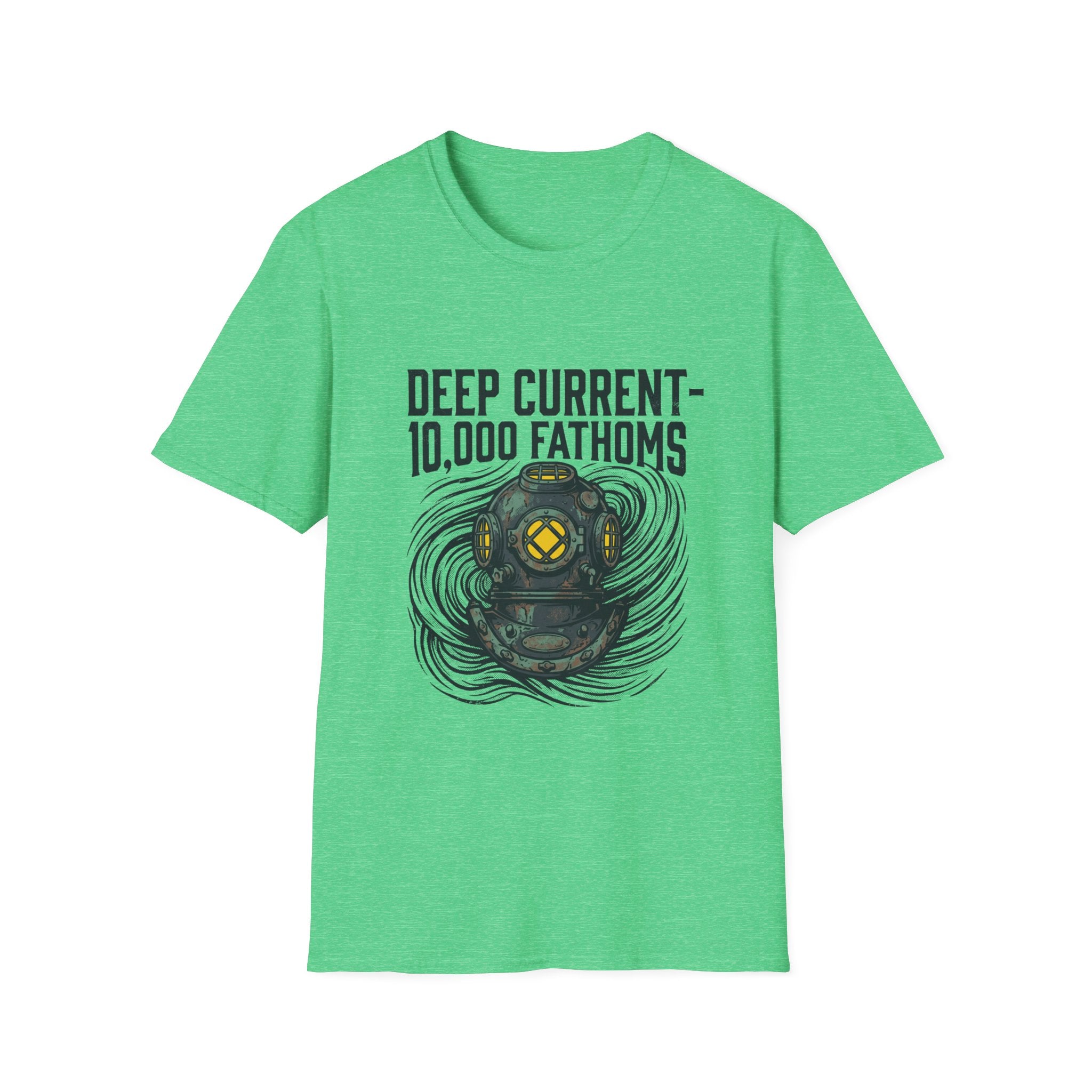 T-shirt Deep Current — T-shirt graphique plongeur vintage « Deep Current 10 000 brasses »