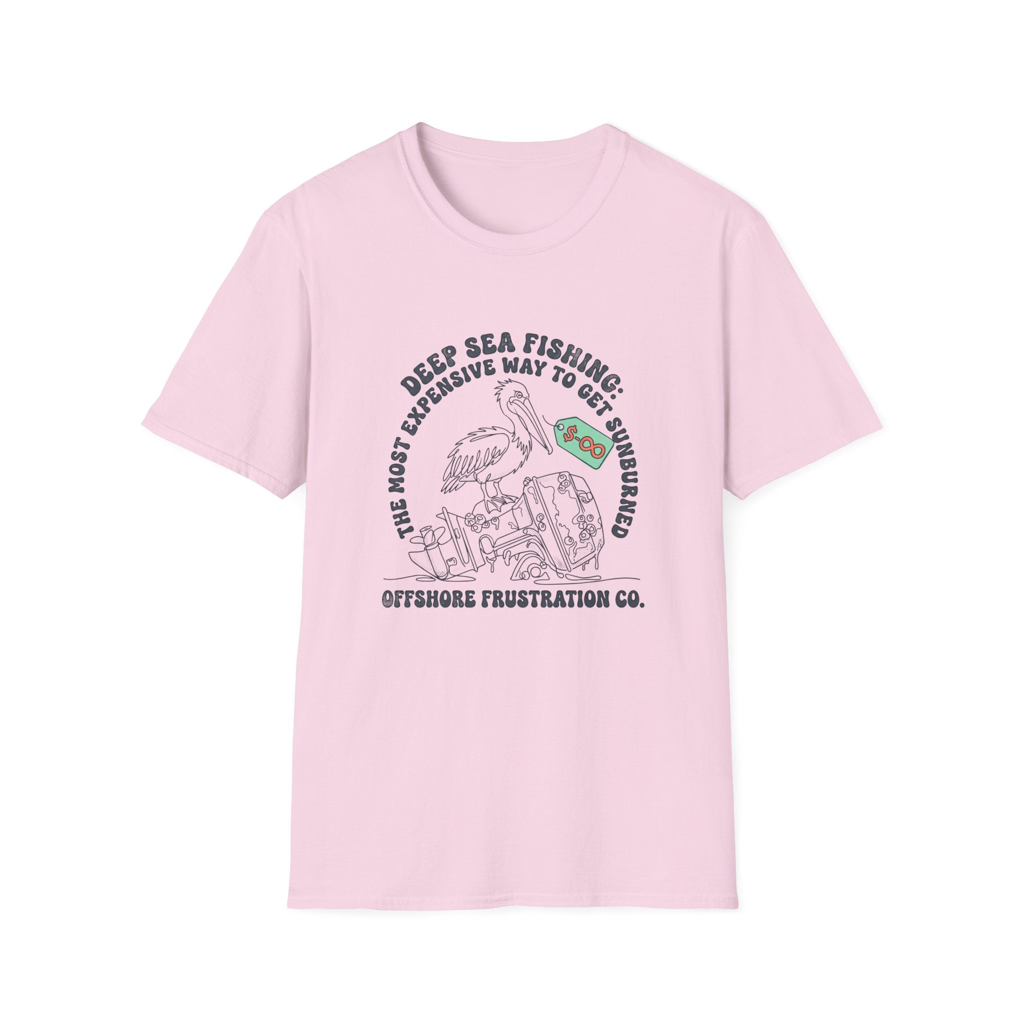 Fishing T-Shirt — “Deep Sea Fishing: The Most Expensive Way to Get Sunburned” Vintage Offshore Graphic