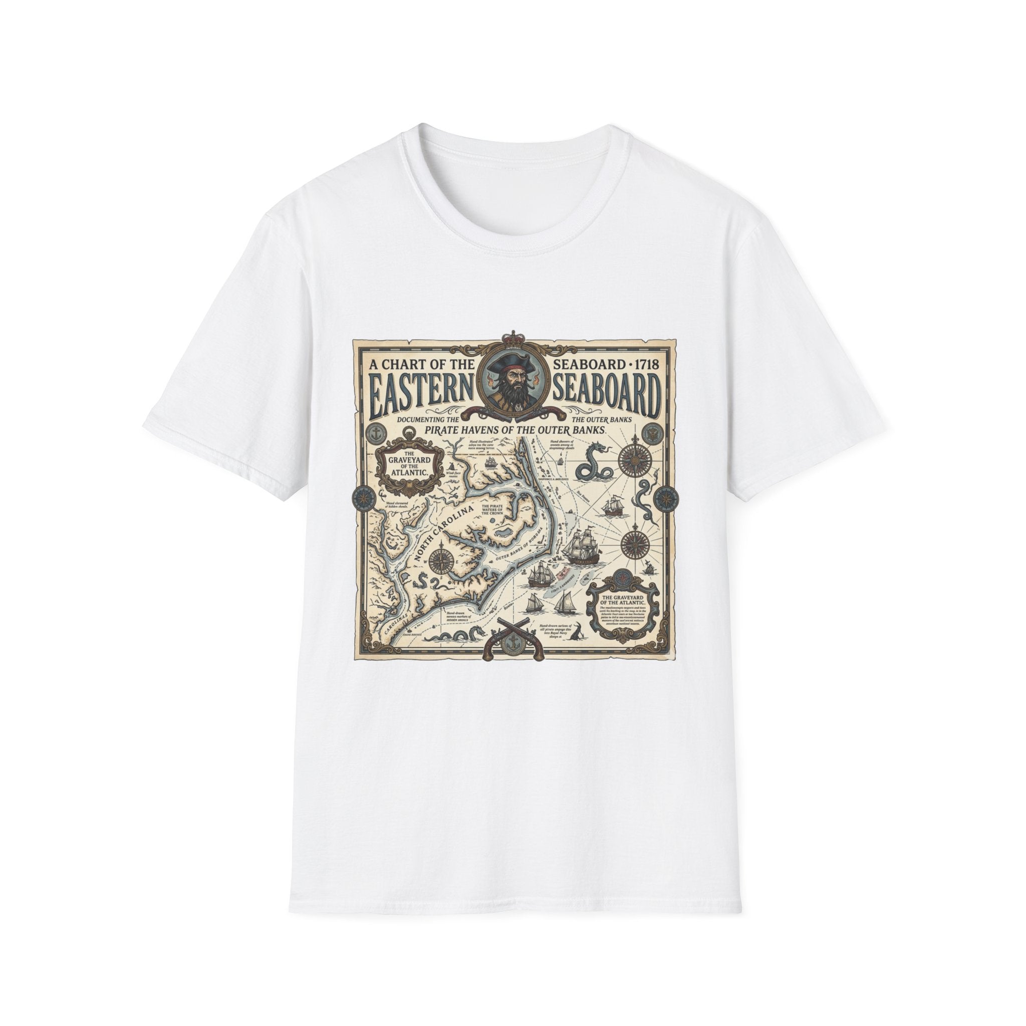Eastern Seaboard 1718 Vintage Pirate Map T-Shirt