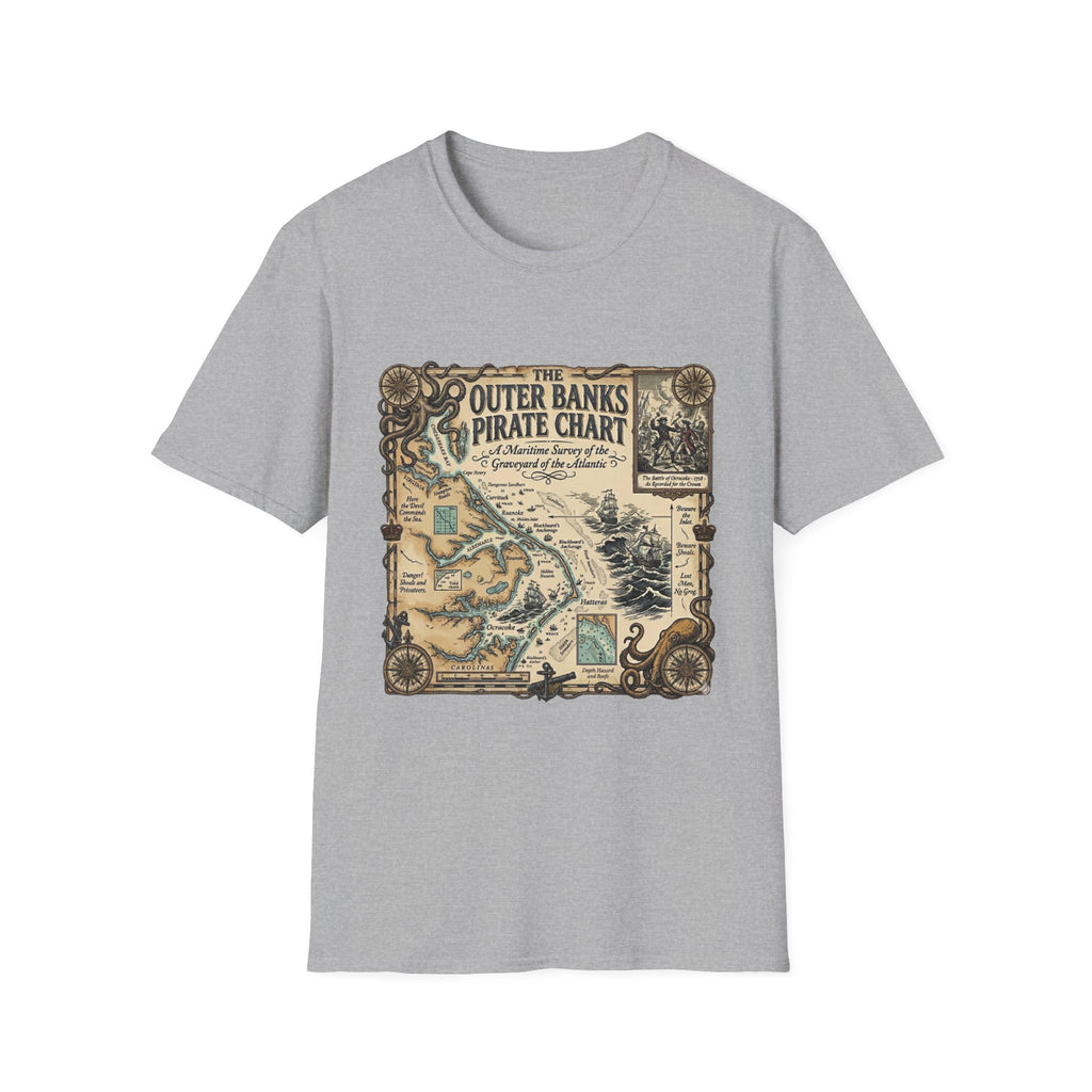 Outer Banks Pirate Map T-Shirt — Vintage Nautical Treasure Chart Tee