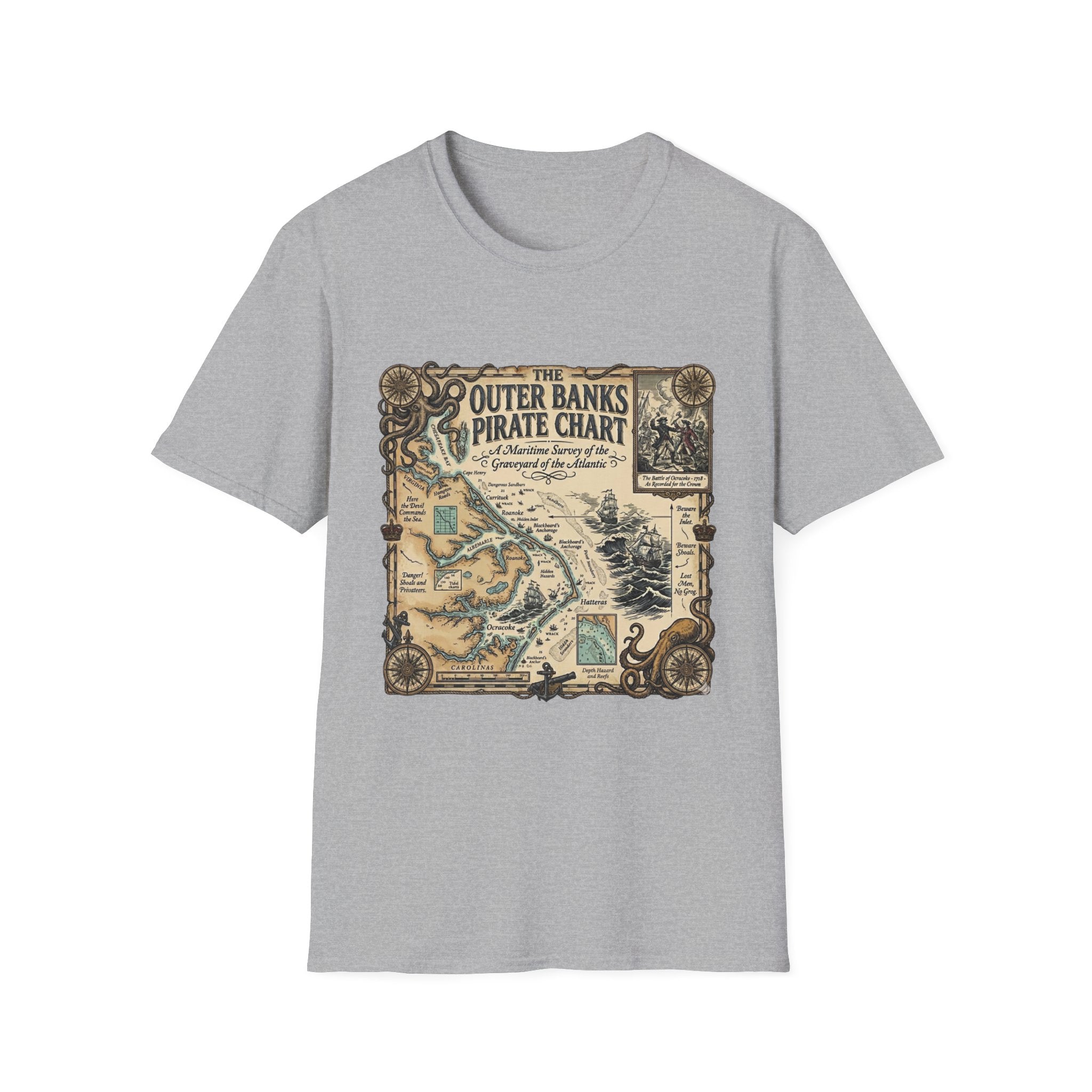 Outer Banks Pirate Map T-Shirt — Vintage Nautical Treasure Chart Tee