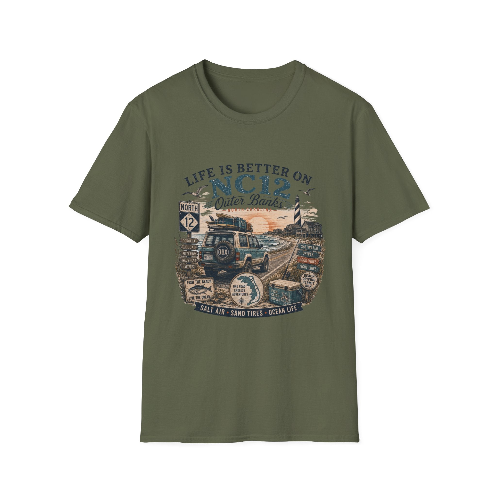 Life Is Better on NC 12 Outer Banks T-Shirt — Coastal Beach Road Trip Tee