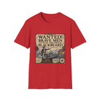 Wanted! Brave Men to Hunt the Pirate Blackbeard T-Shirt — Vintage Pirate Poster Tee