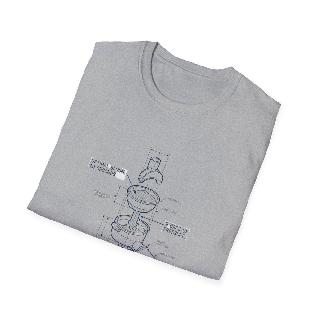 Coffee Diagram T-Shirt — "The Science of the Sip" Espresso Blueprint Tee