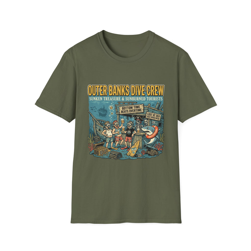Outer Banks Dive Crew T-Shirt — Sunken Treasure & Sunburned Tourists