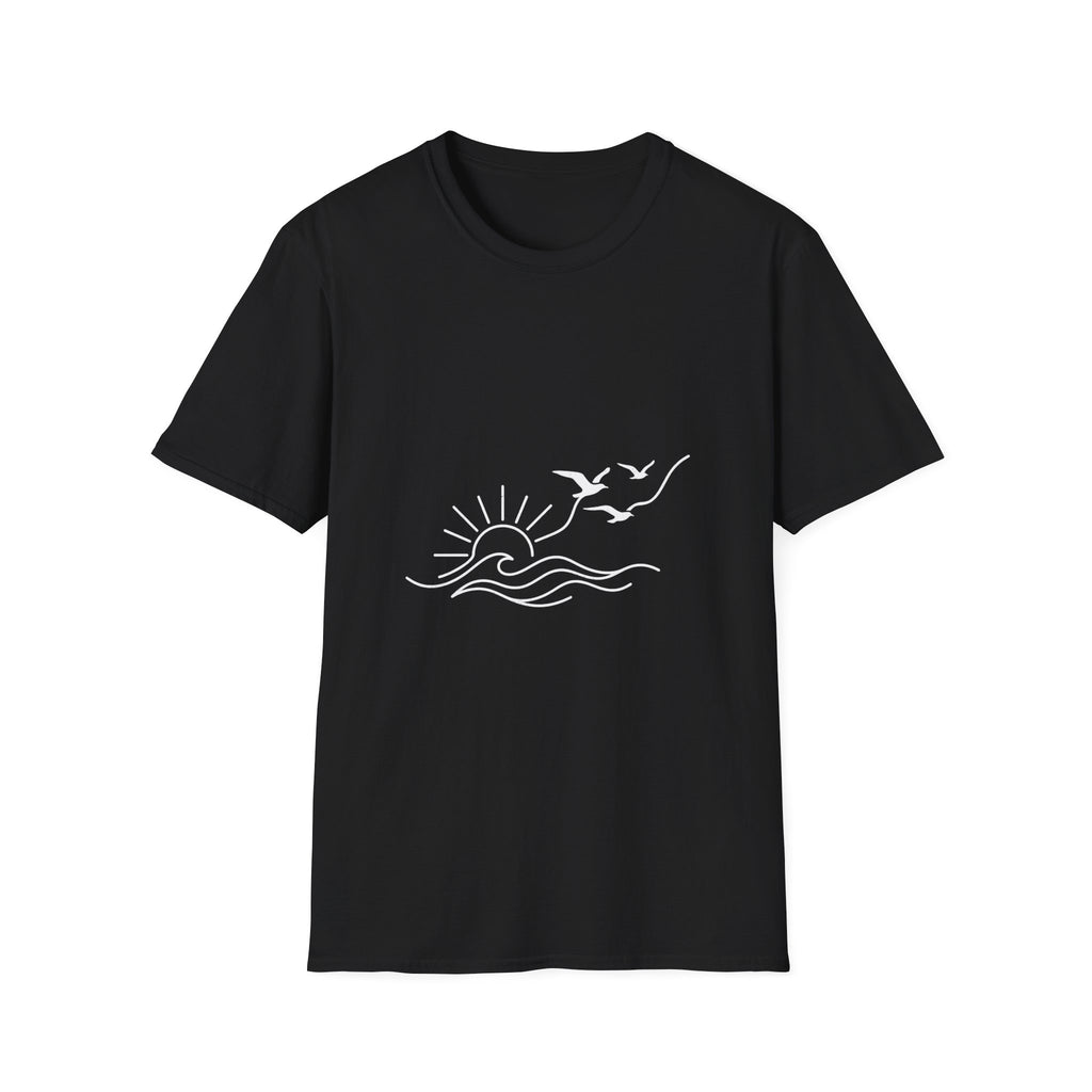 Sunrise Seagulls Graphic T-Shirt — Minimal Beach Sunset Tee