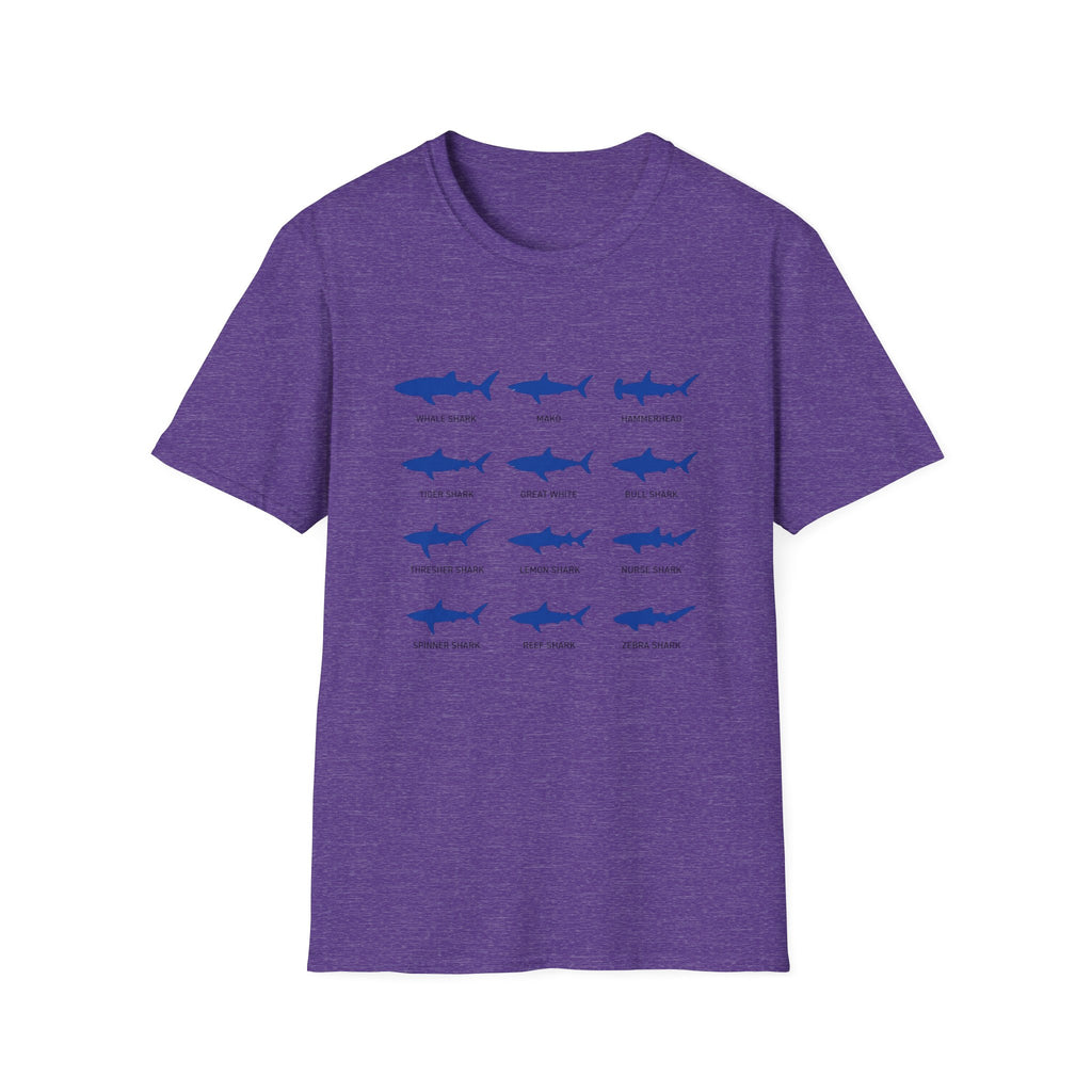 Shark Species Chart T-Shirt – Illustrated Blue Sharks Tee