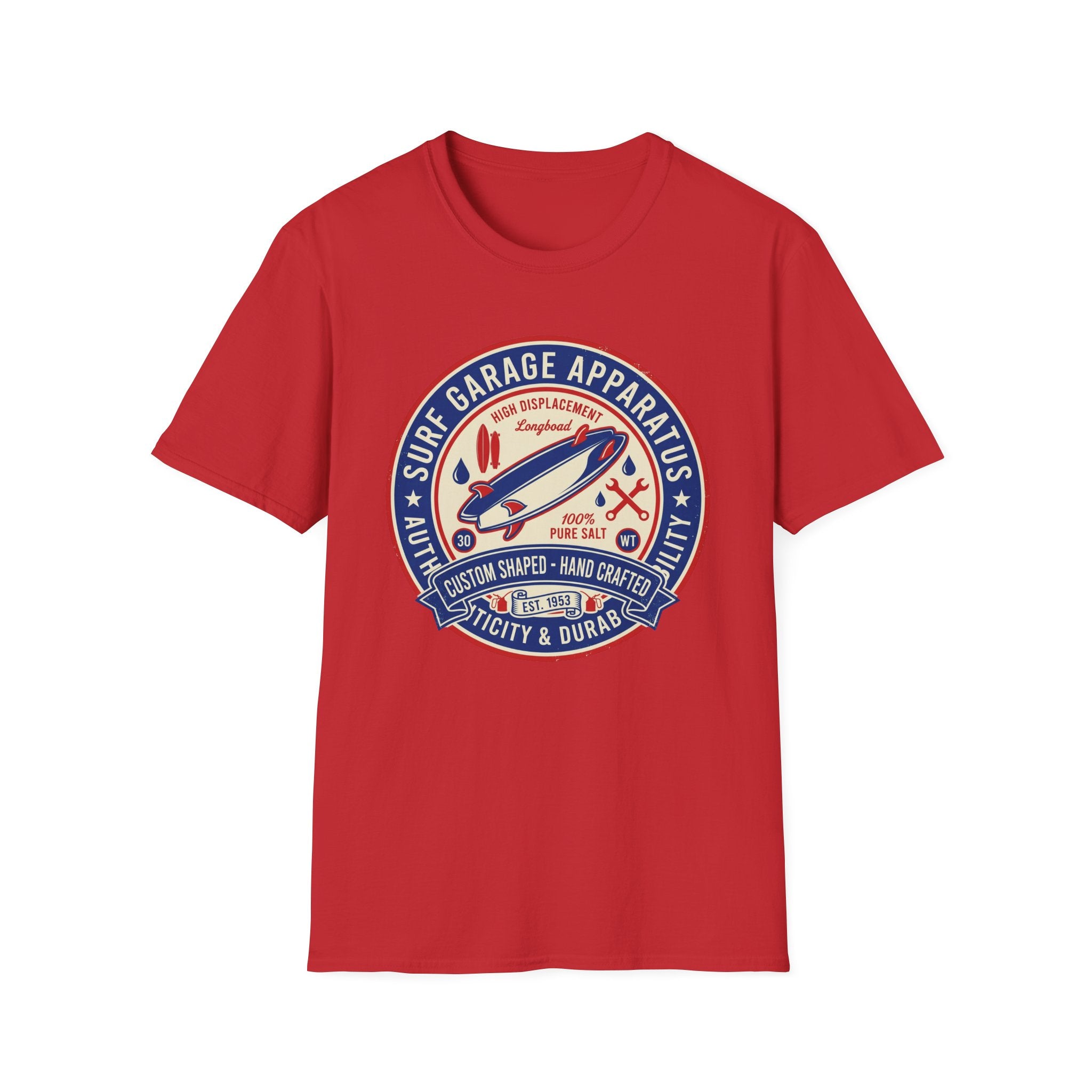 Garage Surf Apparel T-Shirt — Retro Surfboard Badge Design
