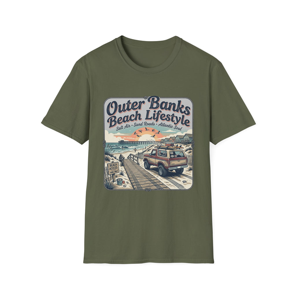 Outer Banks Beach Lifestyle T-Shirt — Vintage Coastal Surf & Sand Graphic Tee