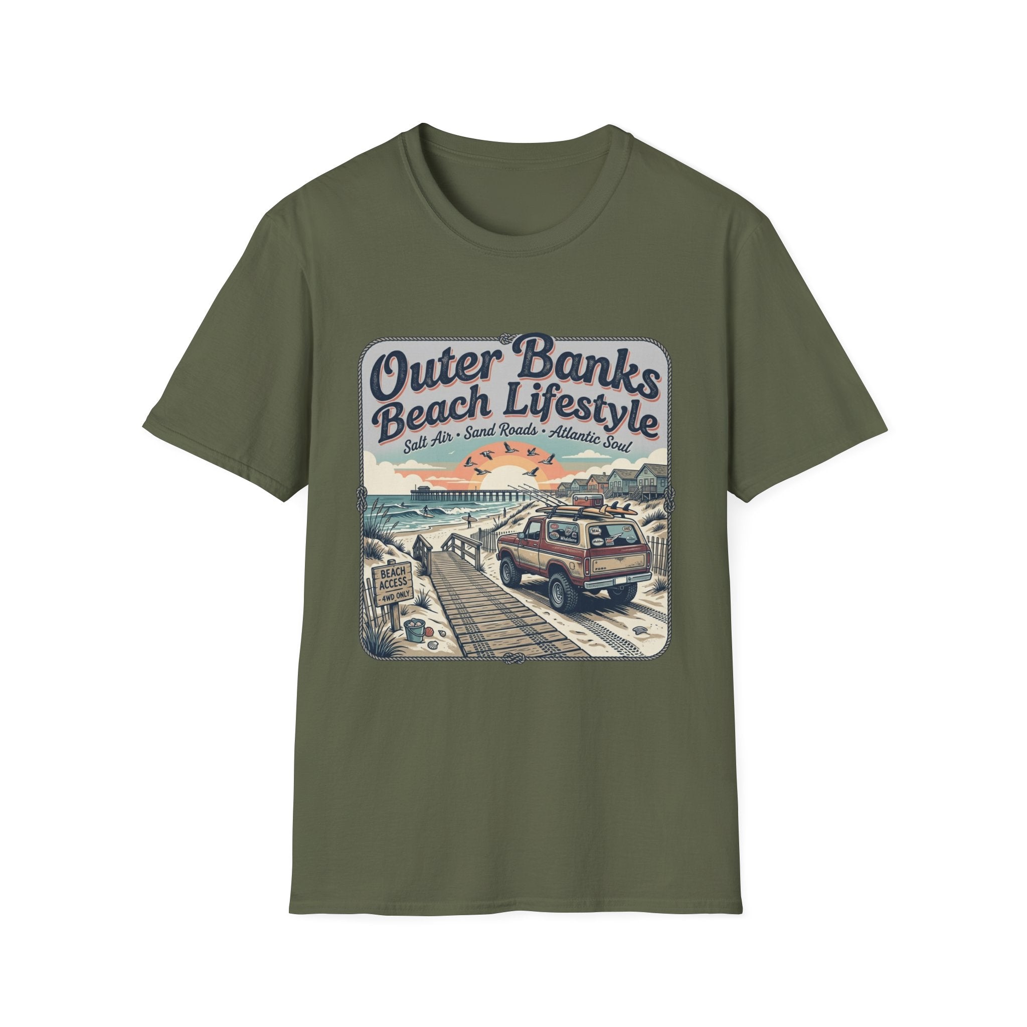 Outer Banks Beach Lifestyle T-Shirt — Vintage Coastal Surf & Sand Graphic Tee