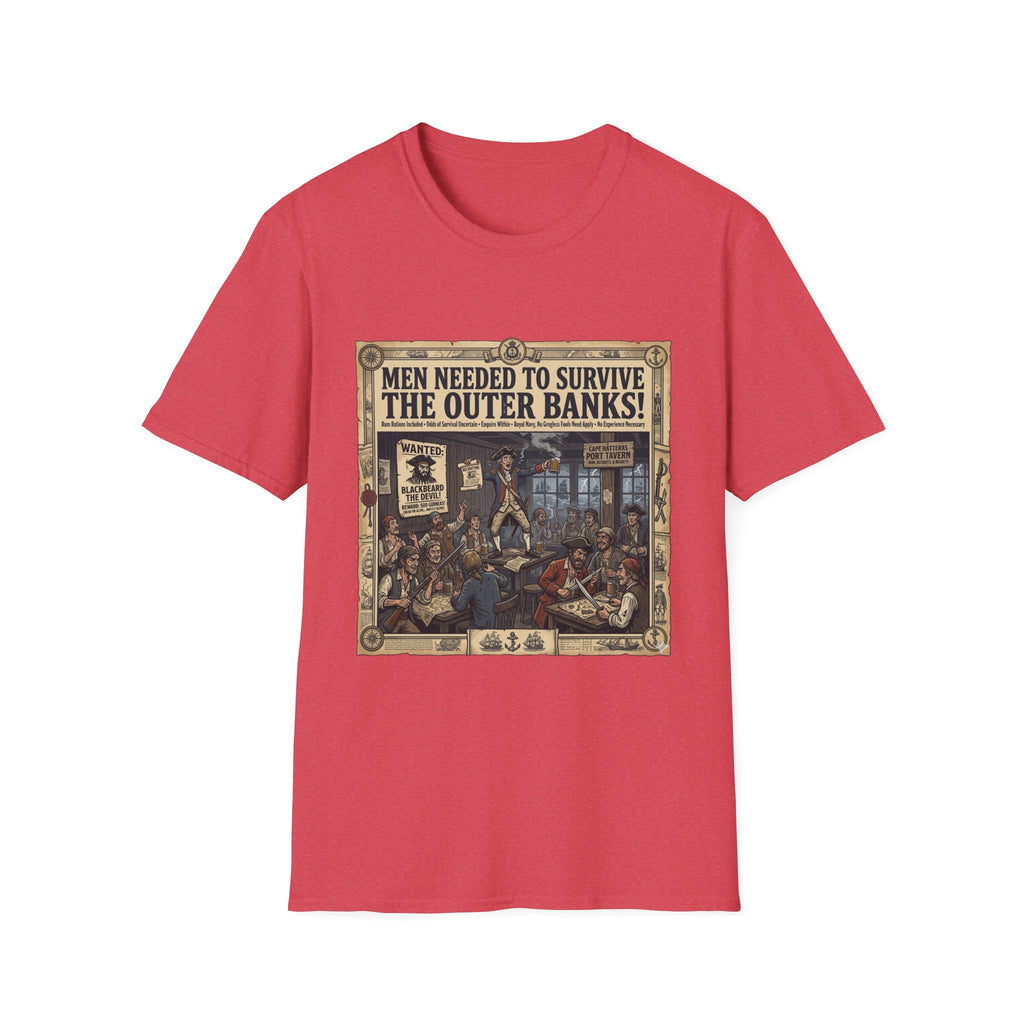 Outer Banks Wanted Poster T-Shirt — "Men Needed to Survive the Outer Banks!" Vintage Nautical Tee
