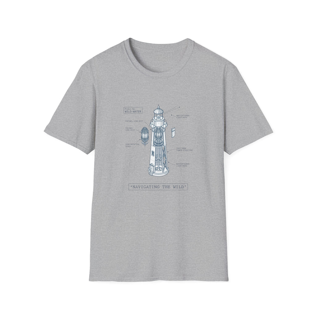 T-Shirt - Nautical Lighthouse Blueprint Tee (Sailor Coast Maritime Design)