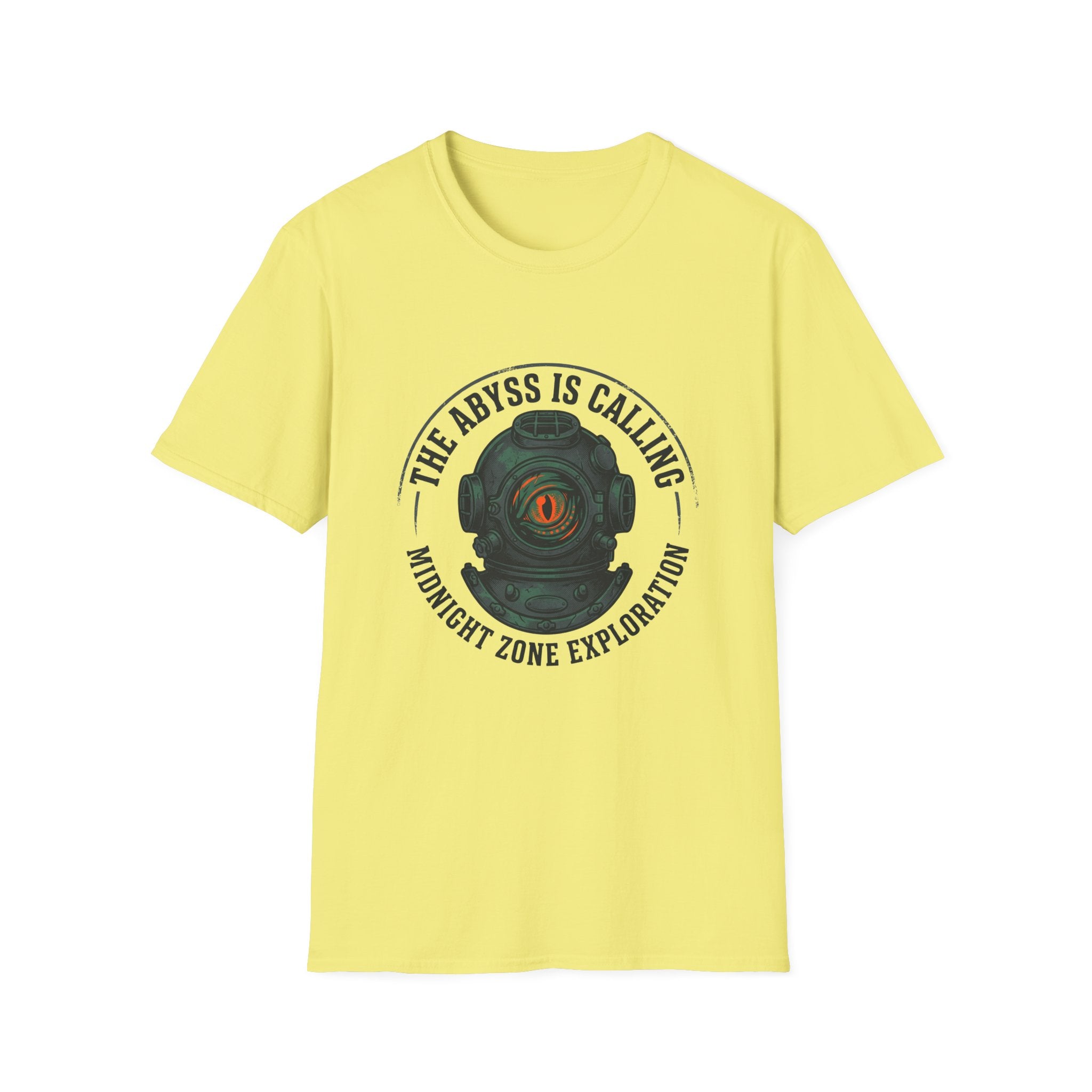The Abyss Is Calling T-Shirt — Midnight Zone Diver Helmet Graphic Tee