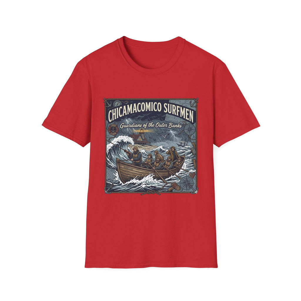 Chicamacomico Surfmen T-Shirt — "Guardians of the Outer Banks" Vintage Surf Rescue Tee