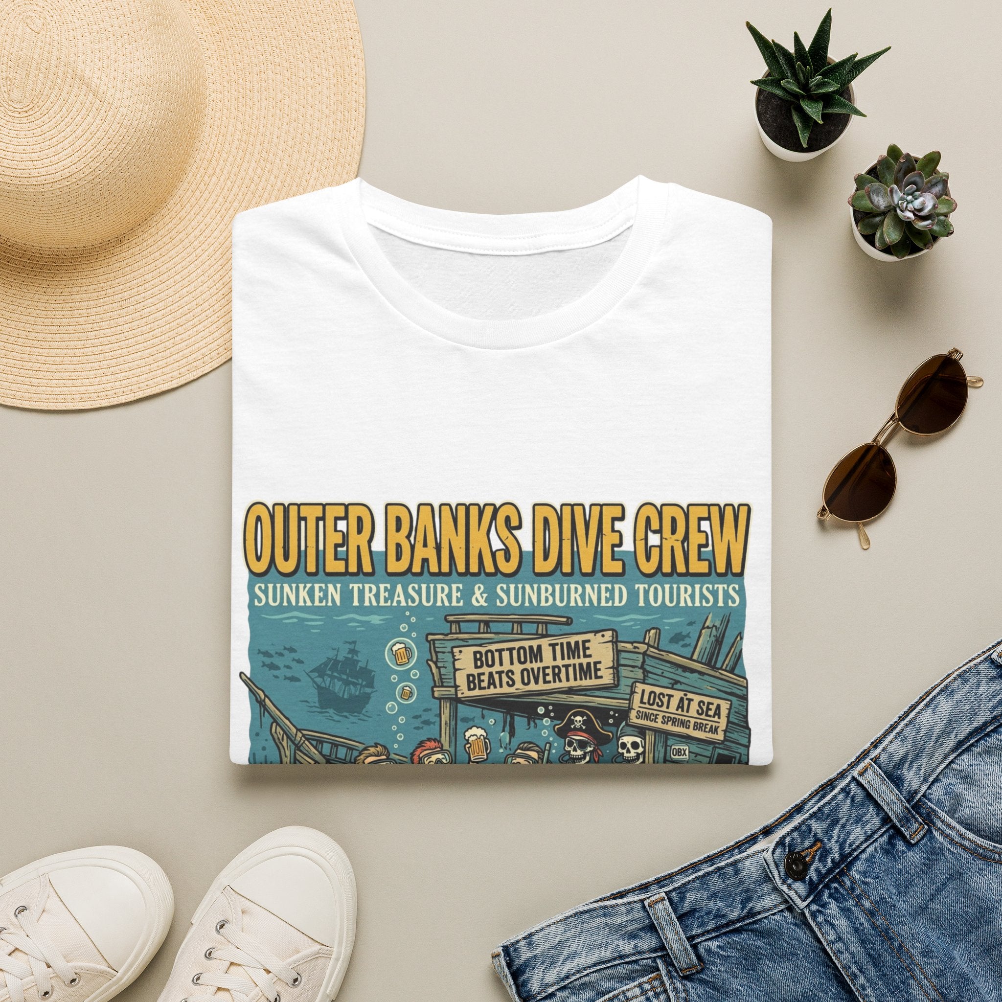 Outer Banks Dive Crew T-Shirt — Sunken Treasure & Sunburned Tourists