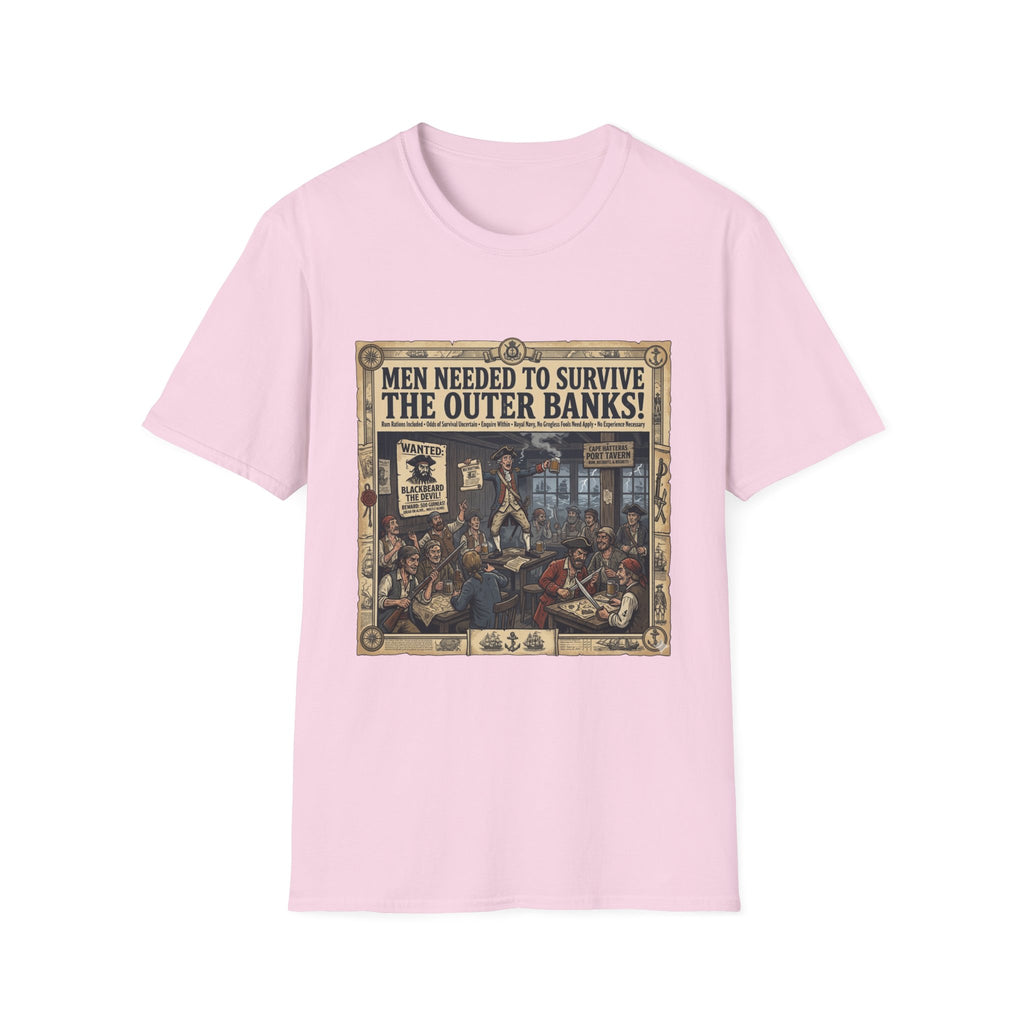 Outer Banks Wanted Poster T-Shirt — "Men Needed to Survive the Outer Banks!" Vintage Nautical Tee