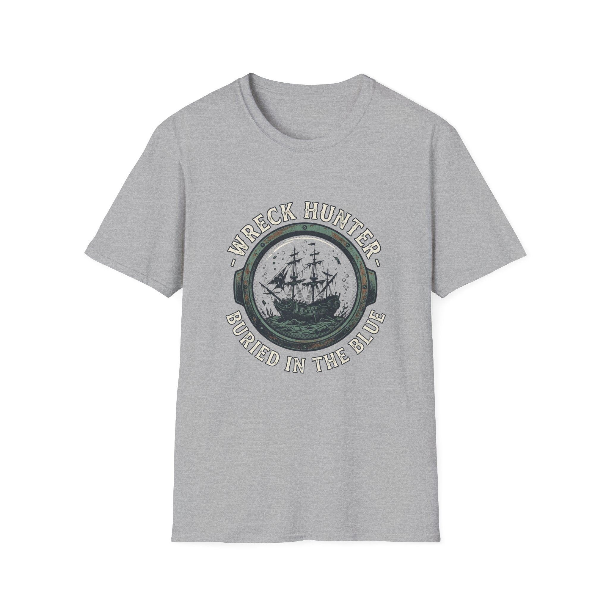 Wreck Hunter T‑Shirt — 'Buried in the Blue' Vintage Shipwreck Design