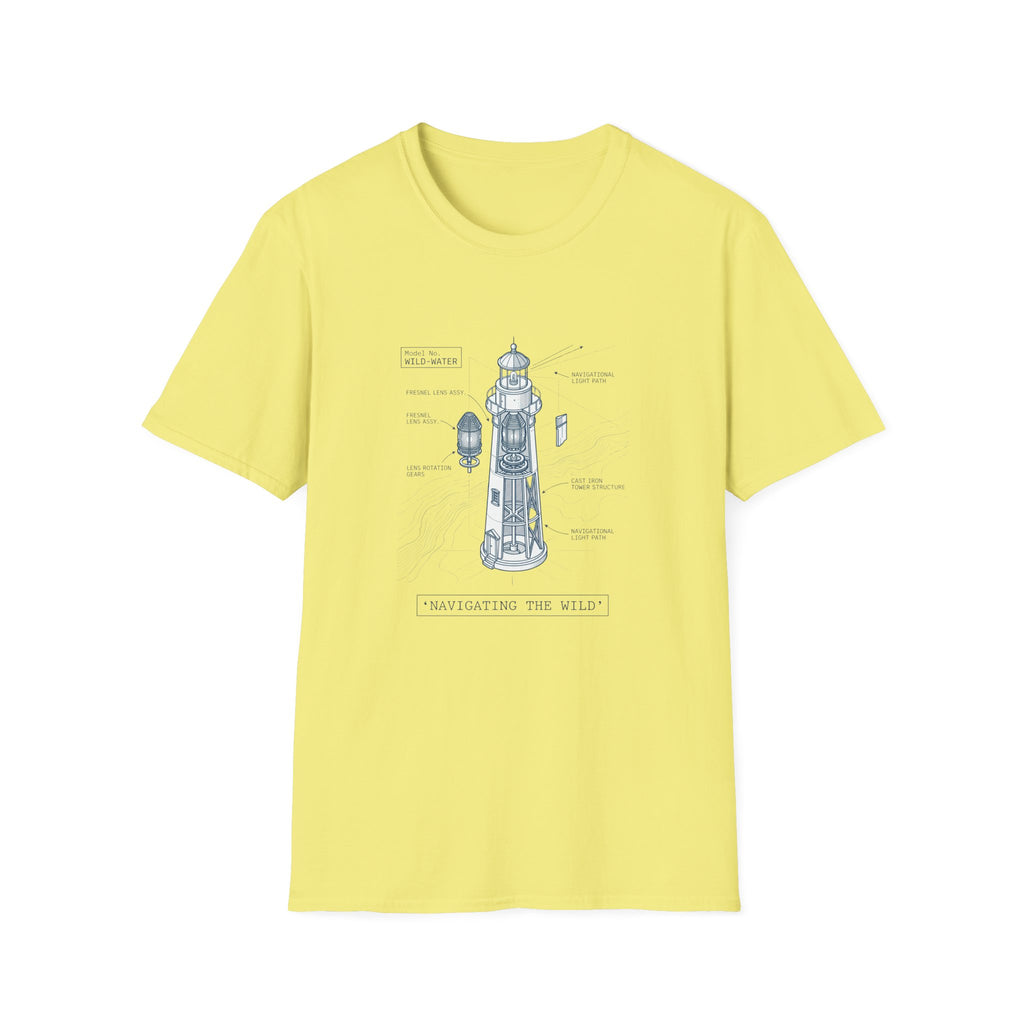 T-Shirt - Nautical Lighthouse Blueprint Tee (Sailor Coast Maritime Design)