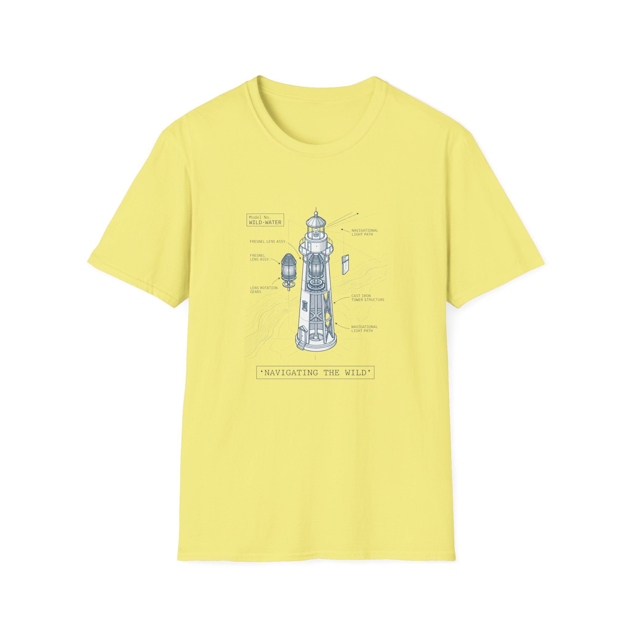 T-Shirt - Nautical Lighthouse Blueprint Tee (Sailor Coast Maritime Design)