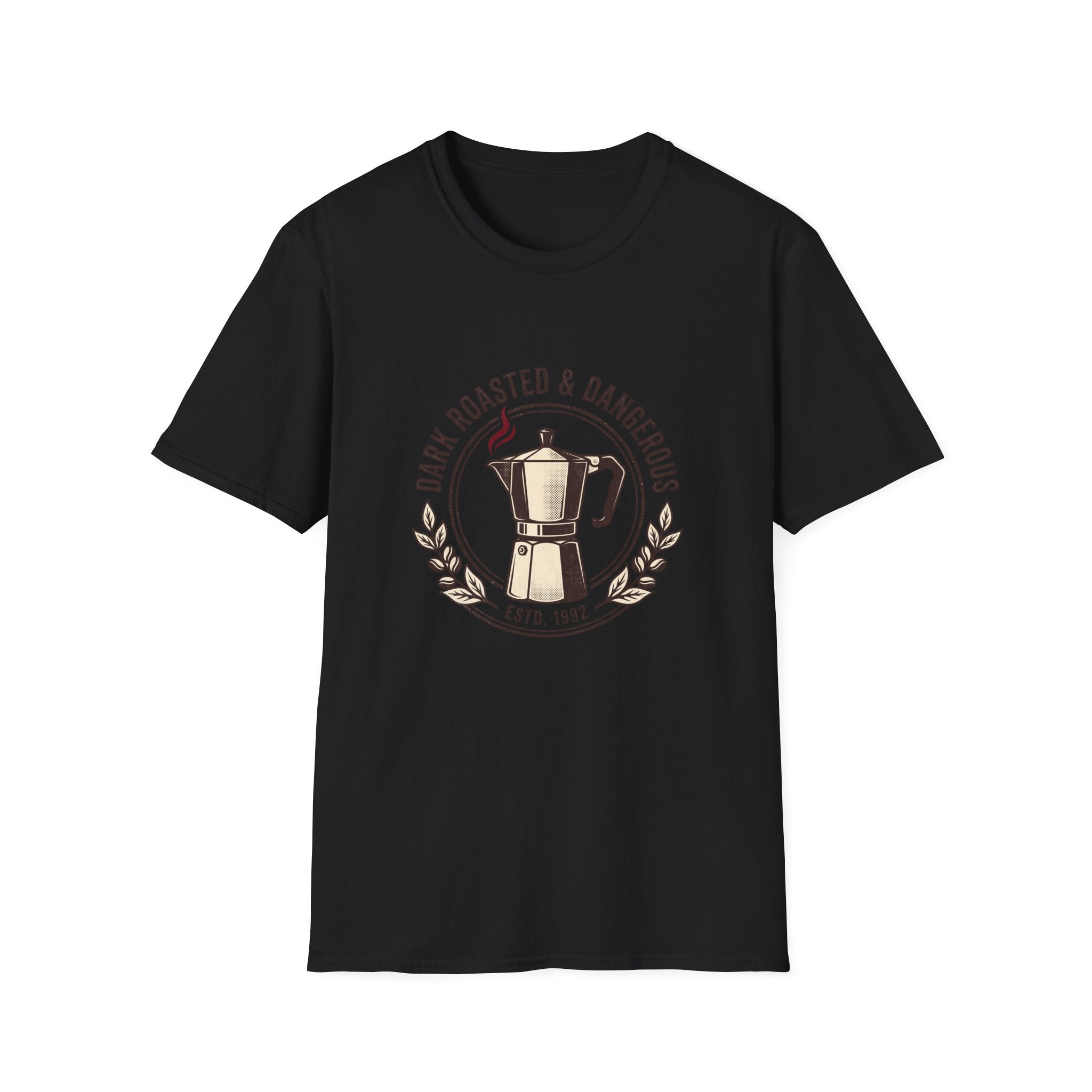 Moka Pot Tee — "Dark Roasted & Dangerous" Coffee T-Shirt