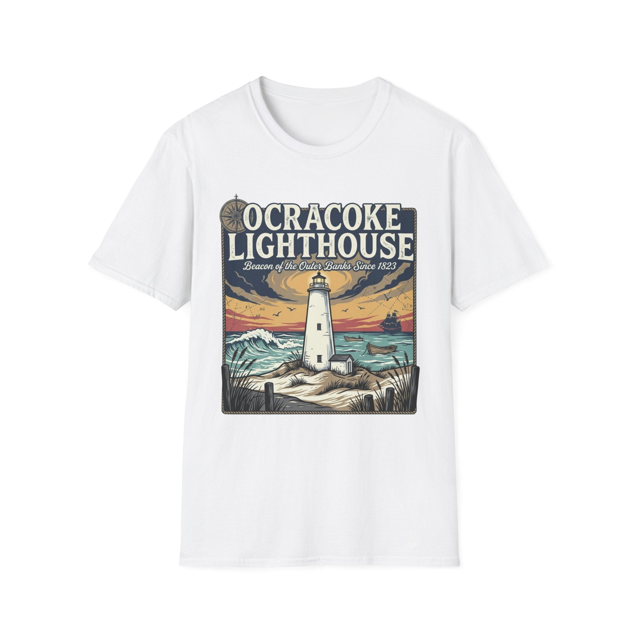 Ocracoke Lighthouse T-Shirt — Vintage Coastal Beacon Tee