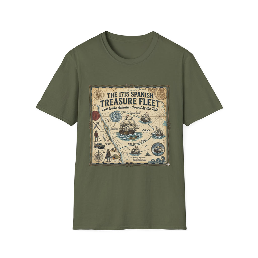 Treasure Fleet T-Shirt — 1715 Spanish Shipwreck Map Vintage Dive Tee