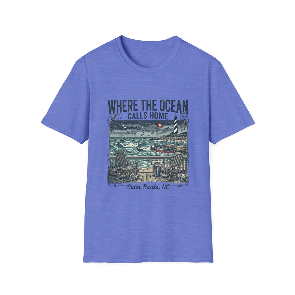 Where the Ocean Calls Home T‑Shirt — Coastal Lighthouse Graphic Tee (Outer Banks)