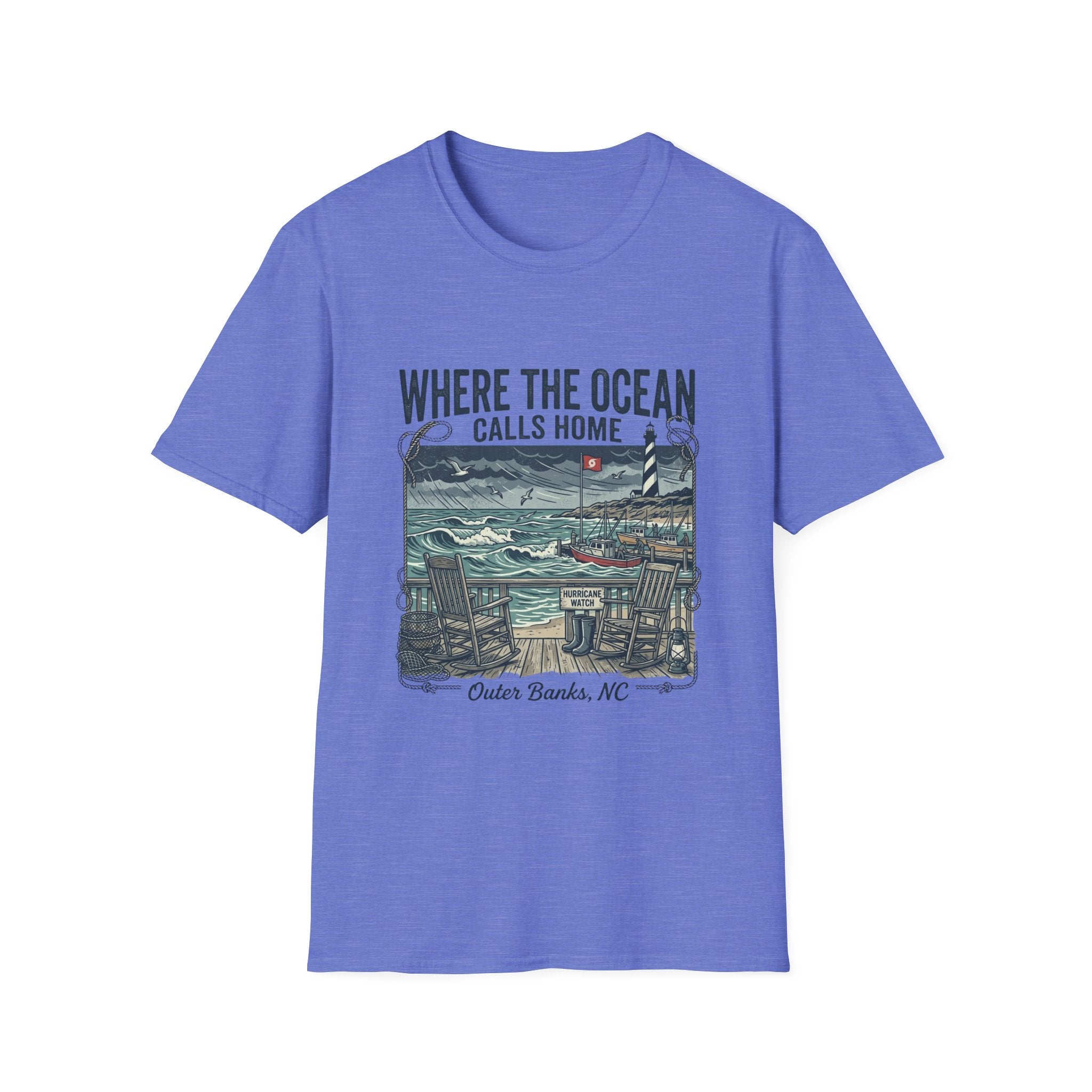 Where the Ocean Calls Home T‑Shirt — Coastal Lighthouse Graphic Tee (Outer Banks)
