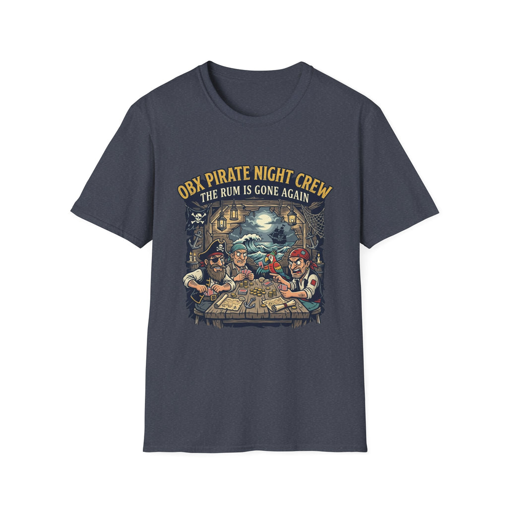Pirate Night Crew T‑Shirt — "OBX Pirate Night Crew: The Rum Is Gone Again" Graphic Tee