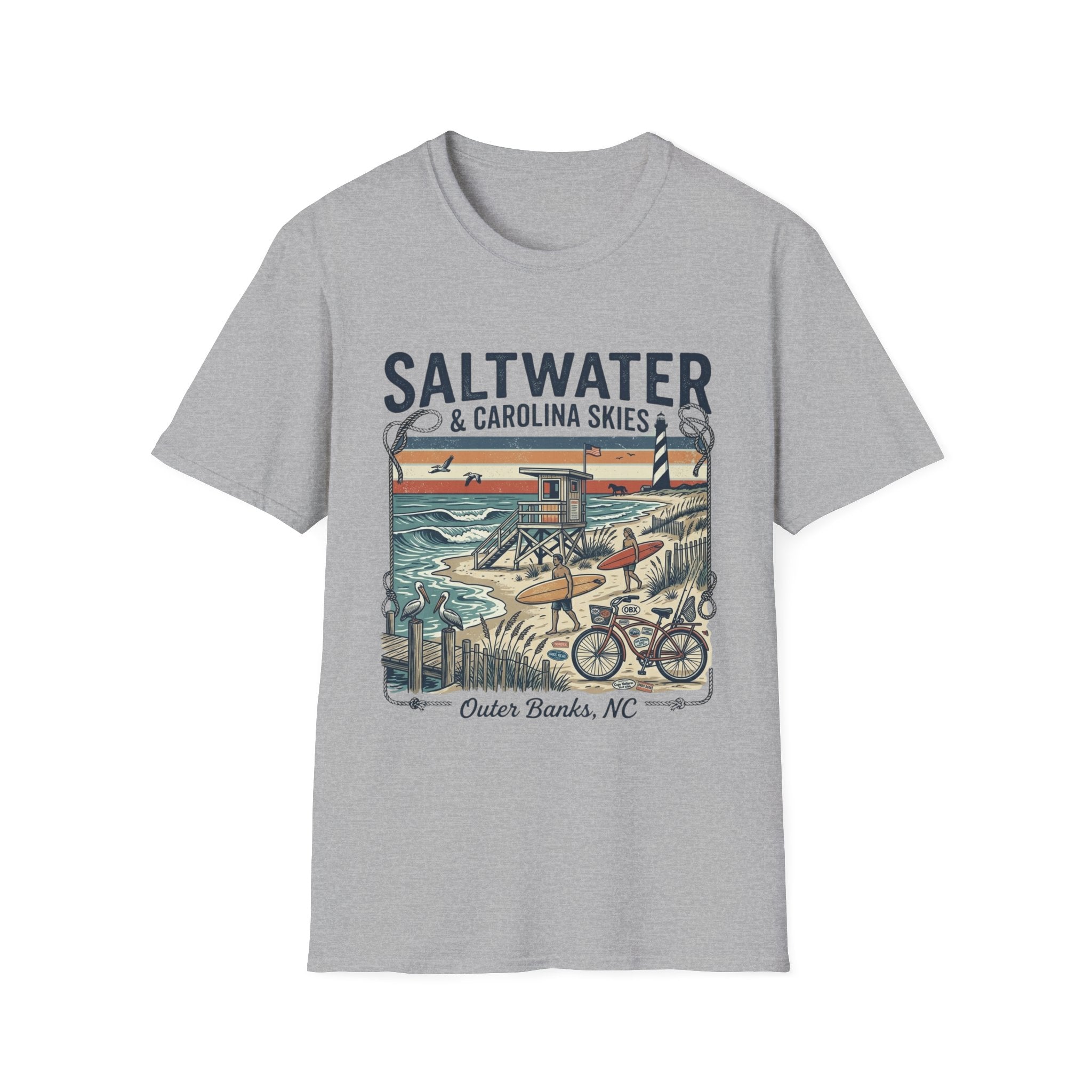 Saltwater & Carolina Skies T-Shirt — Outer Banks Vintage Beach Tee