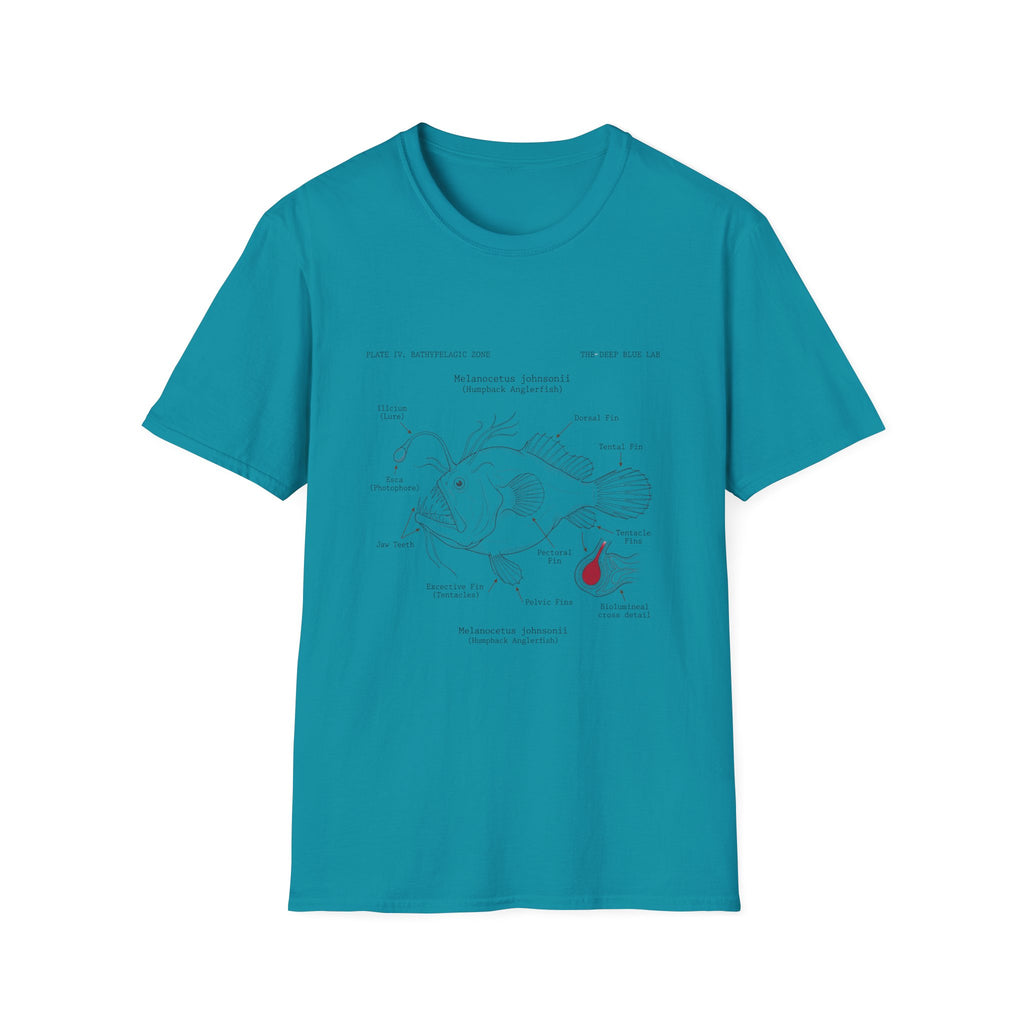 Anglerfish Anatomy Tee — Scientific Diagram Fish T-Shirt with “Anatomy of an Anglerfish” Design