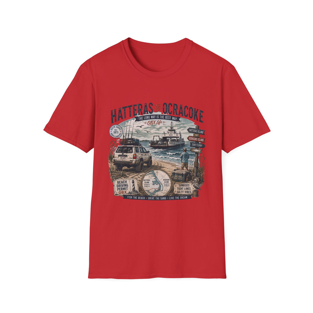 Outer Banks Road Trip T‑Shirt — Hatteras to Ocracoke Coastal Vintage Design