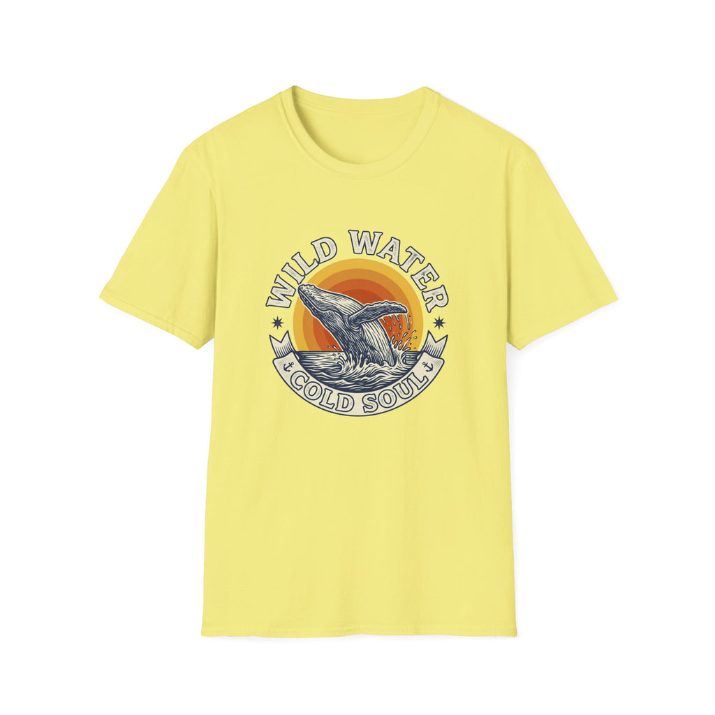 Wild Water Cold Soul Whale T-Shirt — Vintage Ocean Sunset Tee