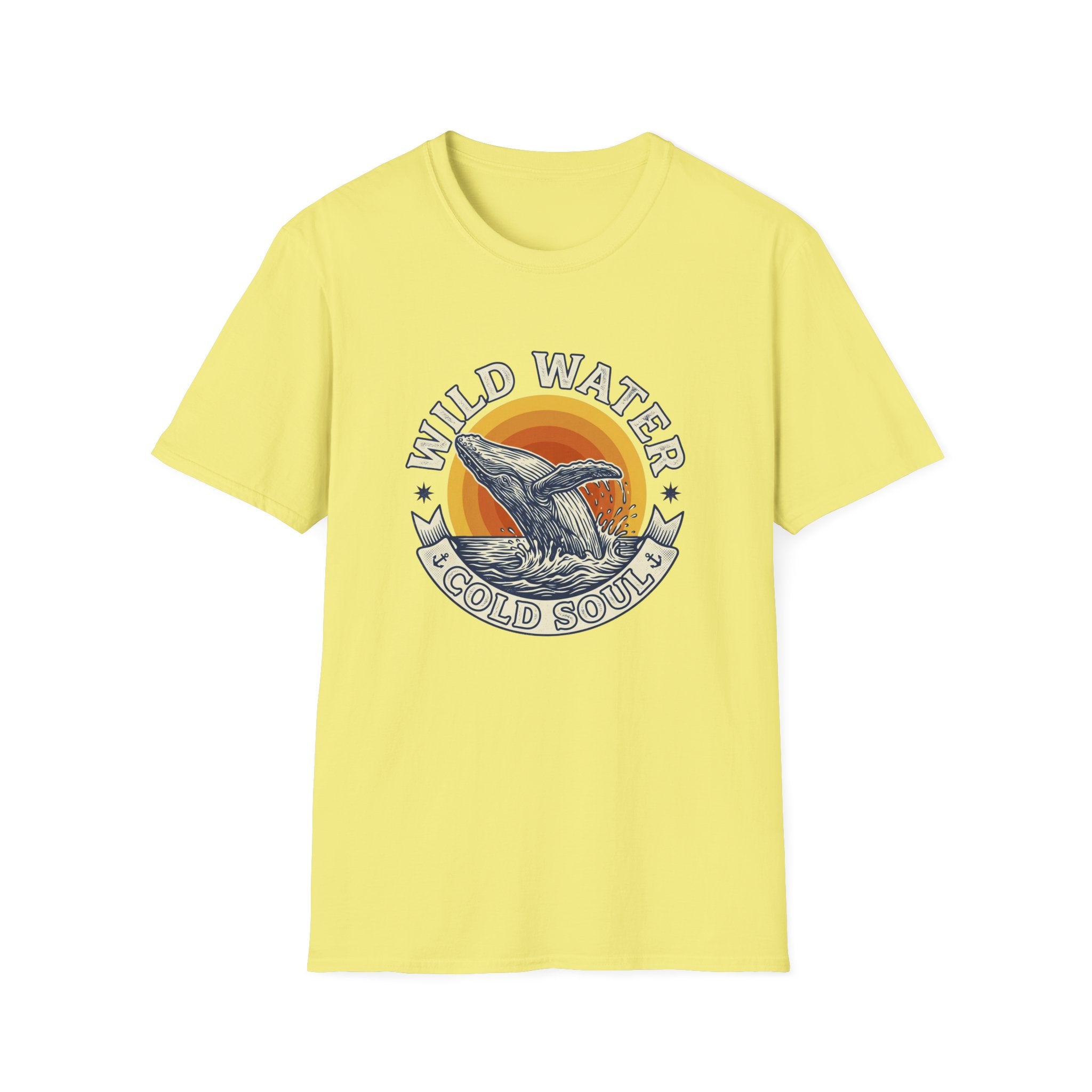 Wild Water Cold Soul Whale T-Shirt — Vintage Ocean Sunset Tee