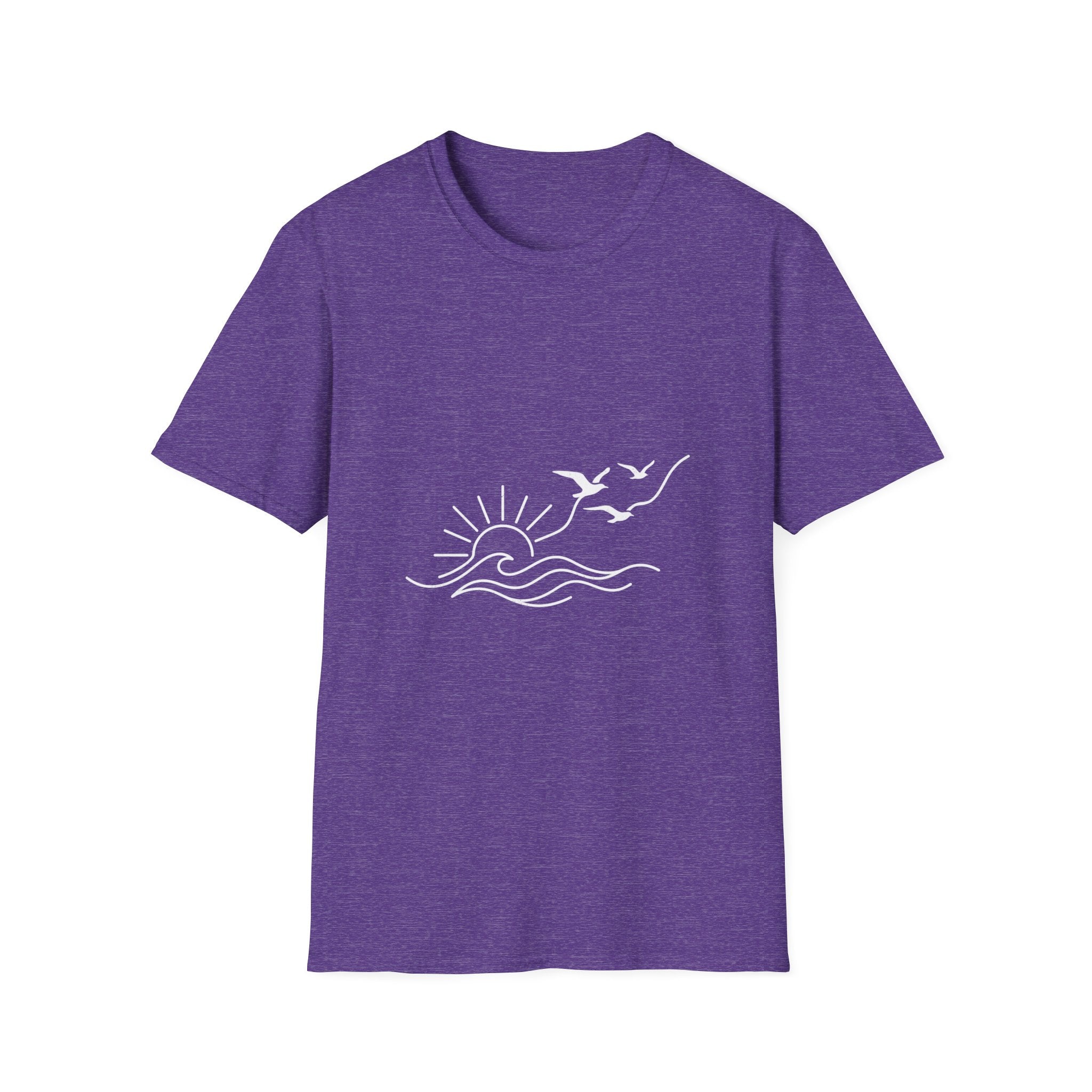 Sunrise Seagulls Graphic T-Shirt — Minimal Beach Sunset Tee