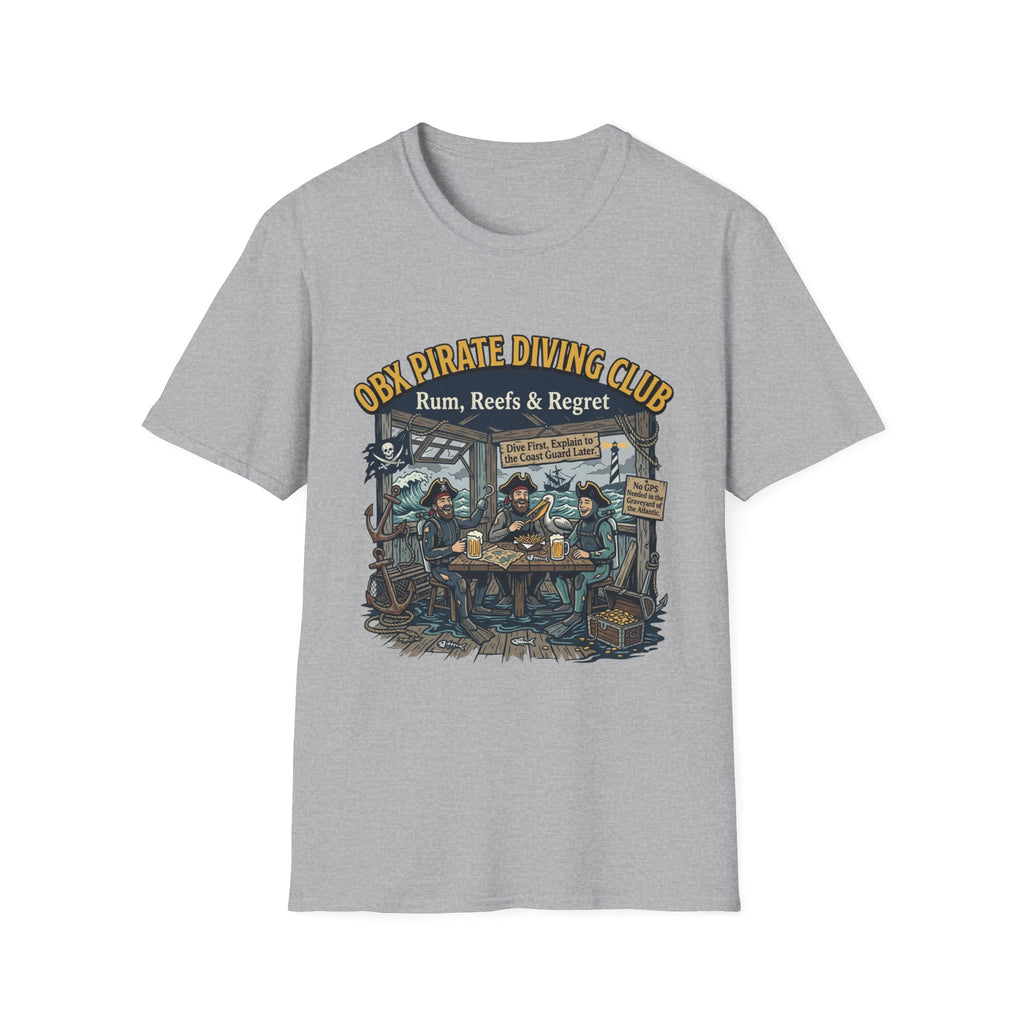Pirate Diving Club T-Shirt — "Rum, Reefs & Regret" Beach Tee