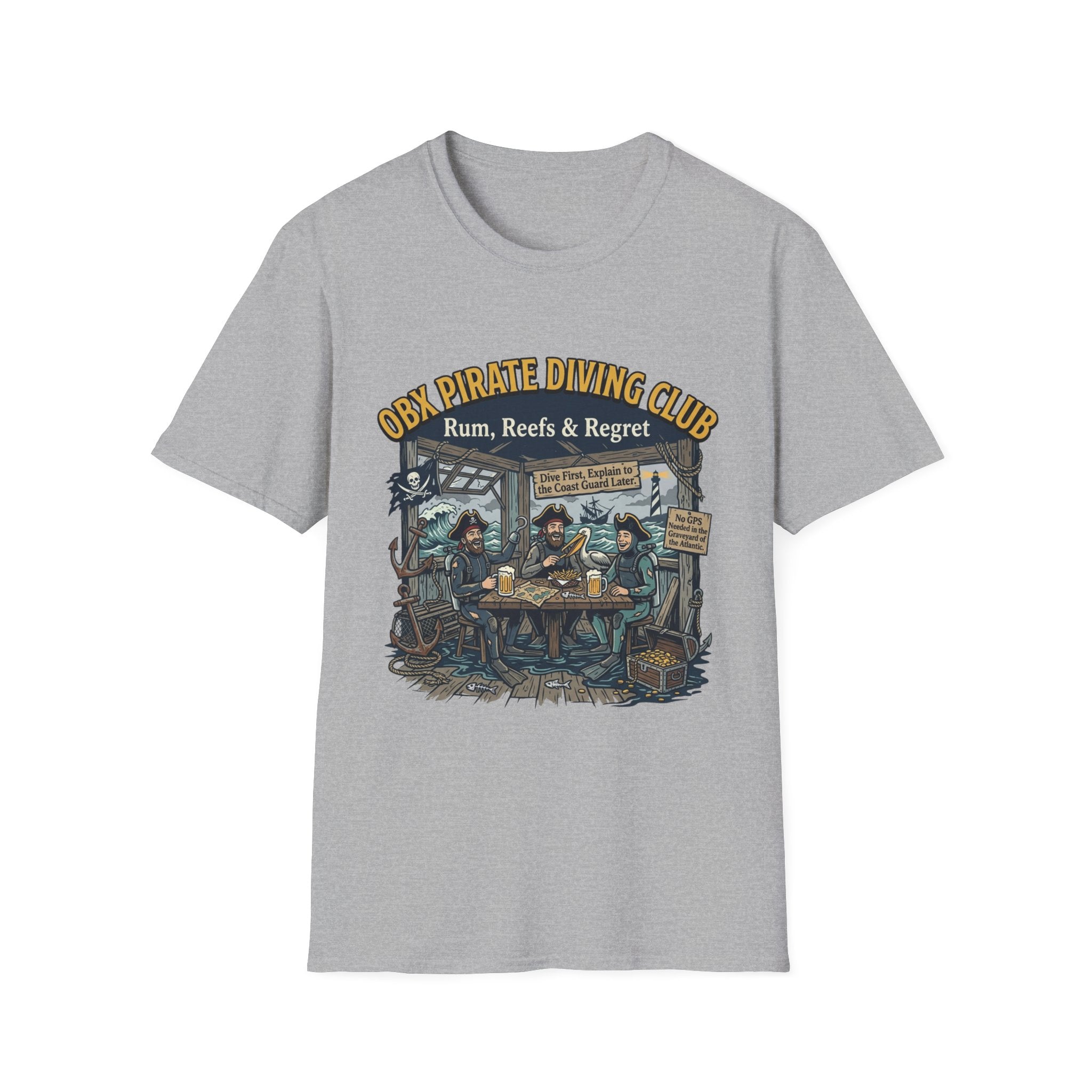 Pirate Diving Club T-Shirt — "Rum, Reefs & Regret" Beach Tee