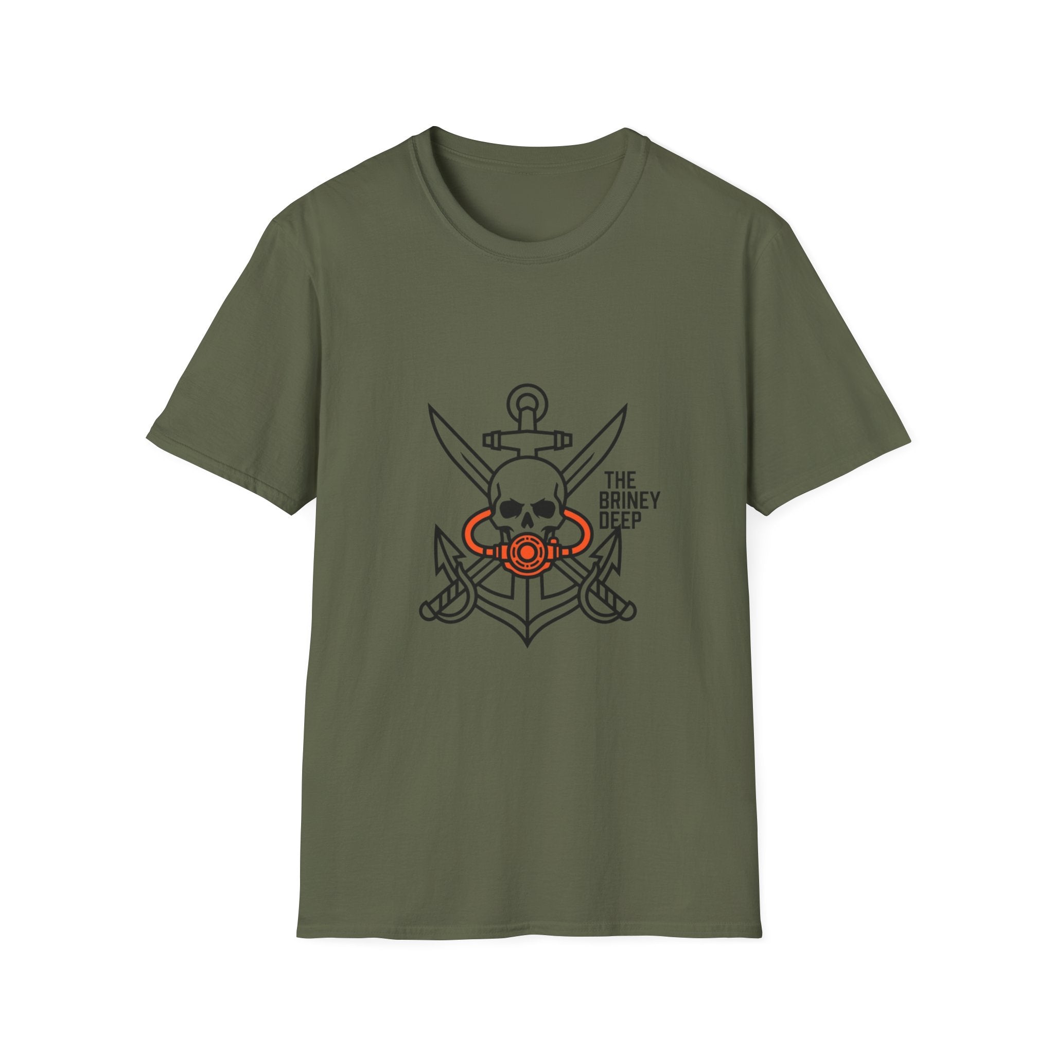 Pirate Skull Anchor T-Shirt — “The Briney Deep” Nautical Crew Tee