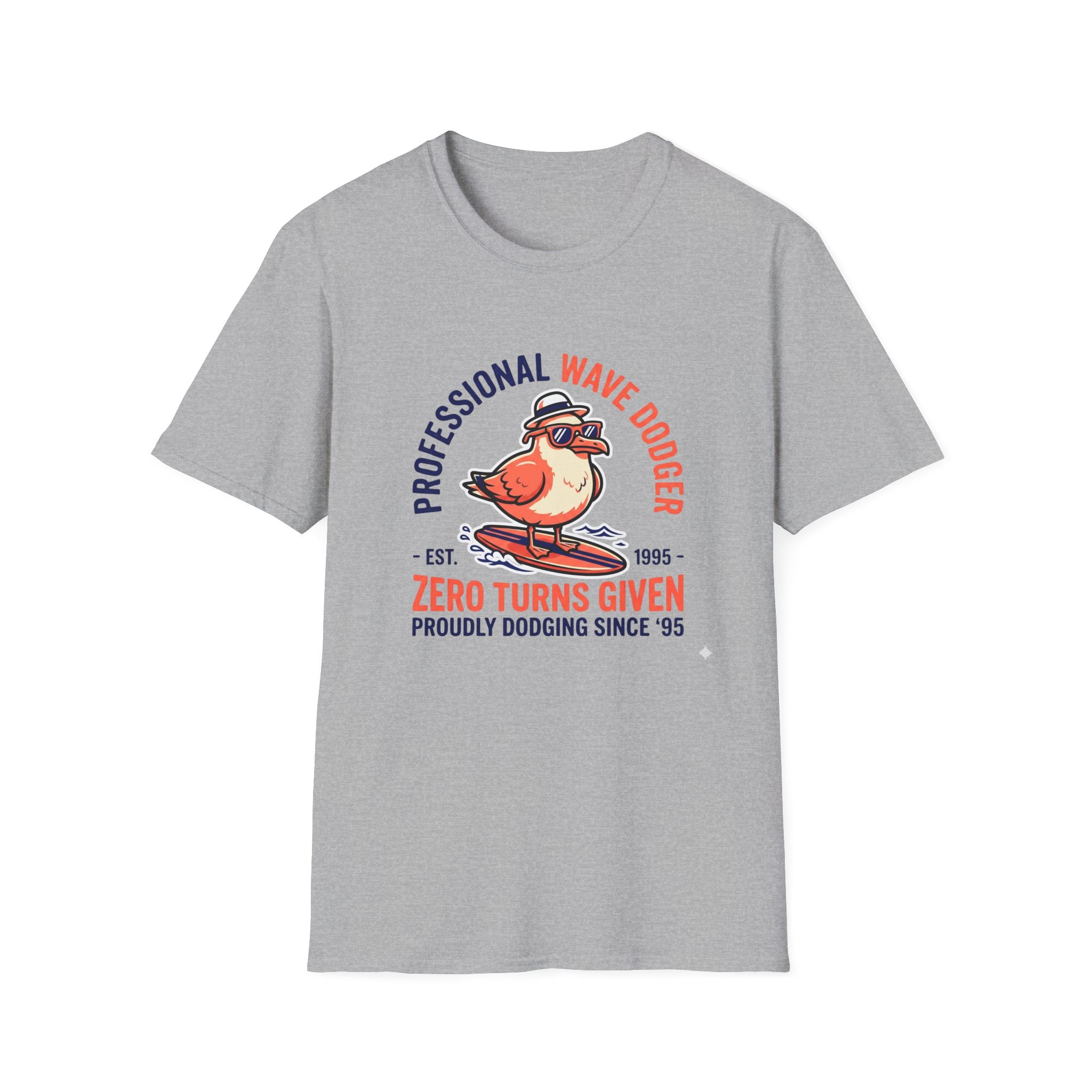 T-Shirt — "Professional Wave Dodger: Zero Turns Given" Surf Humor Tee