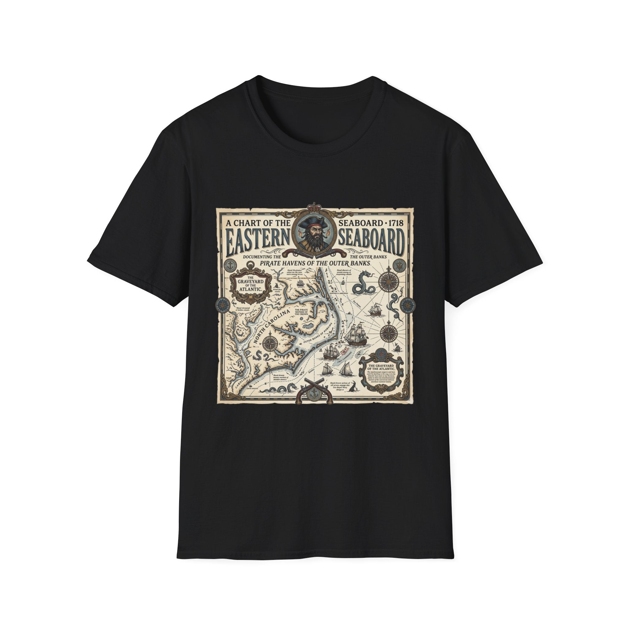 Eastern Seaboard 1718 Vintage Pirate Map T-Shirt