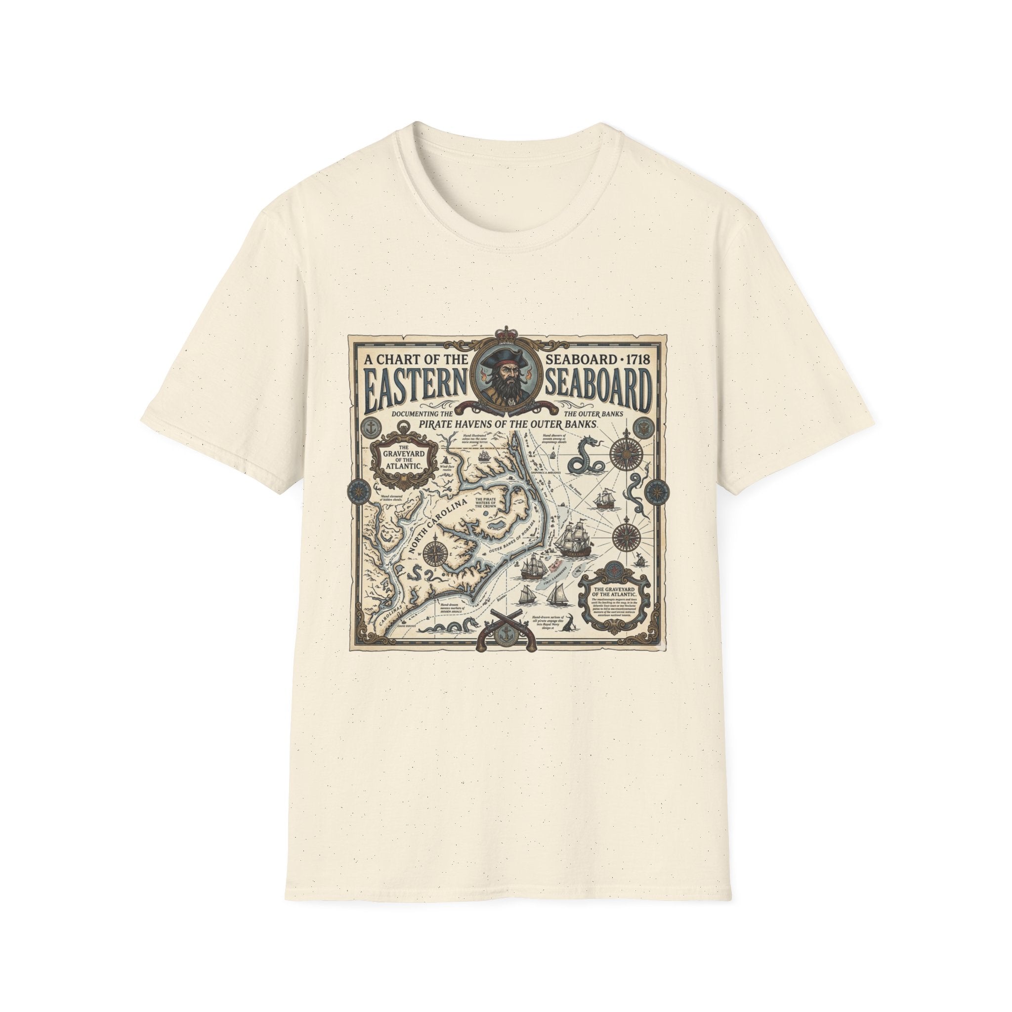 Eastern Seaboard 1718 Vintage Pirate Map T-Shirt