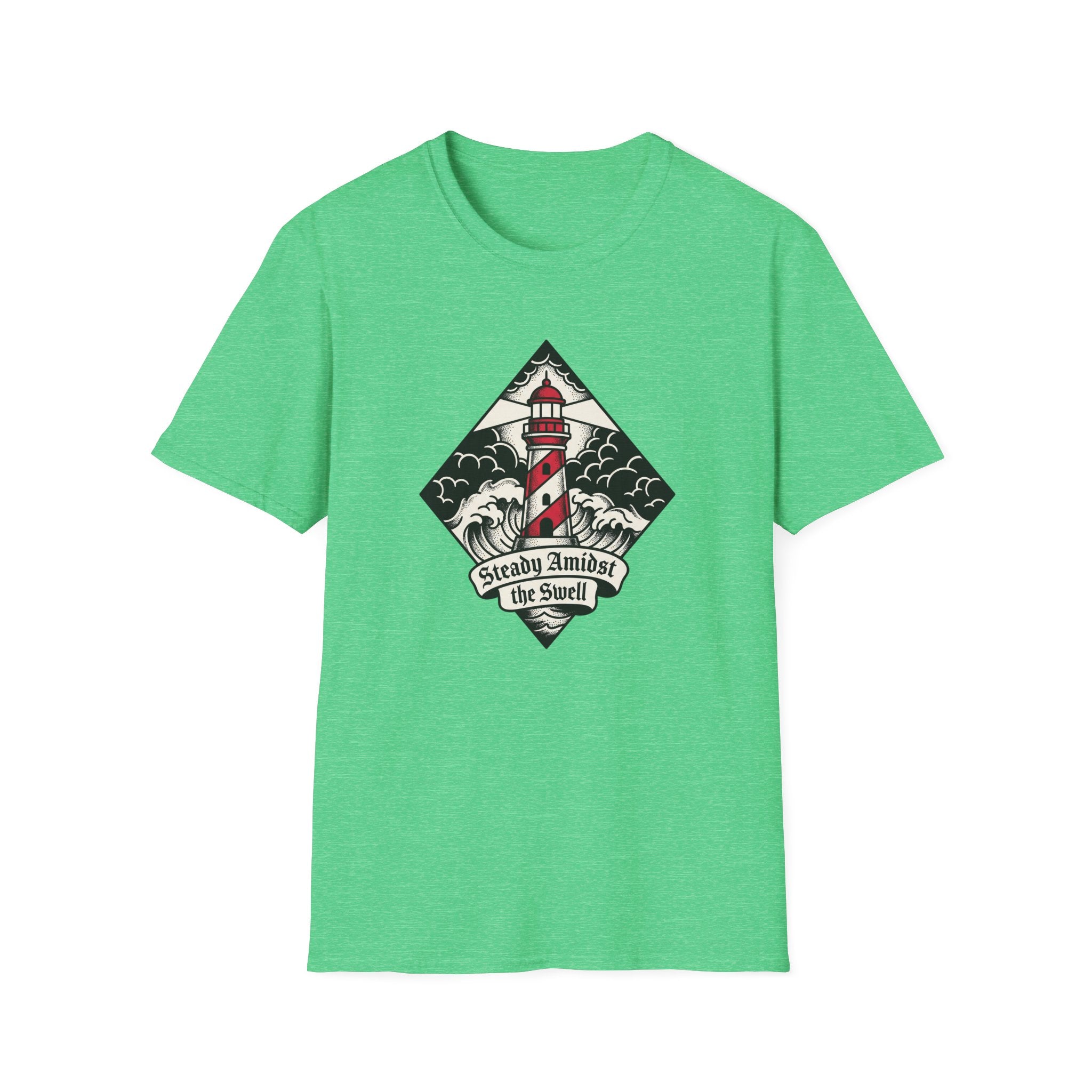 Lighthouse Graphic T-Shirt — "Steady Amidst the Swell" Nautical Tee