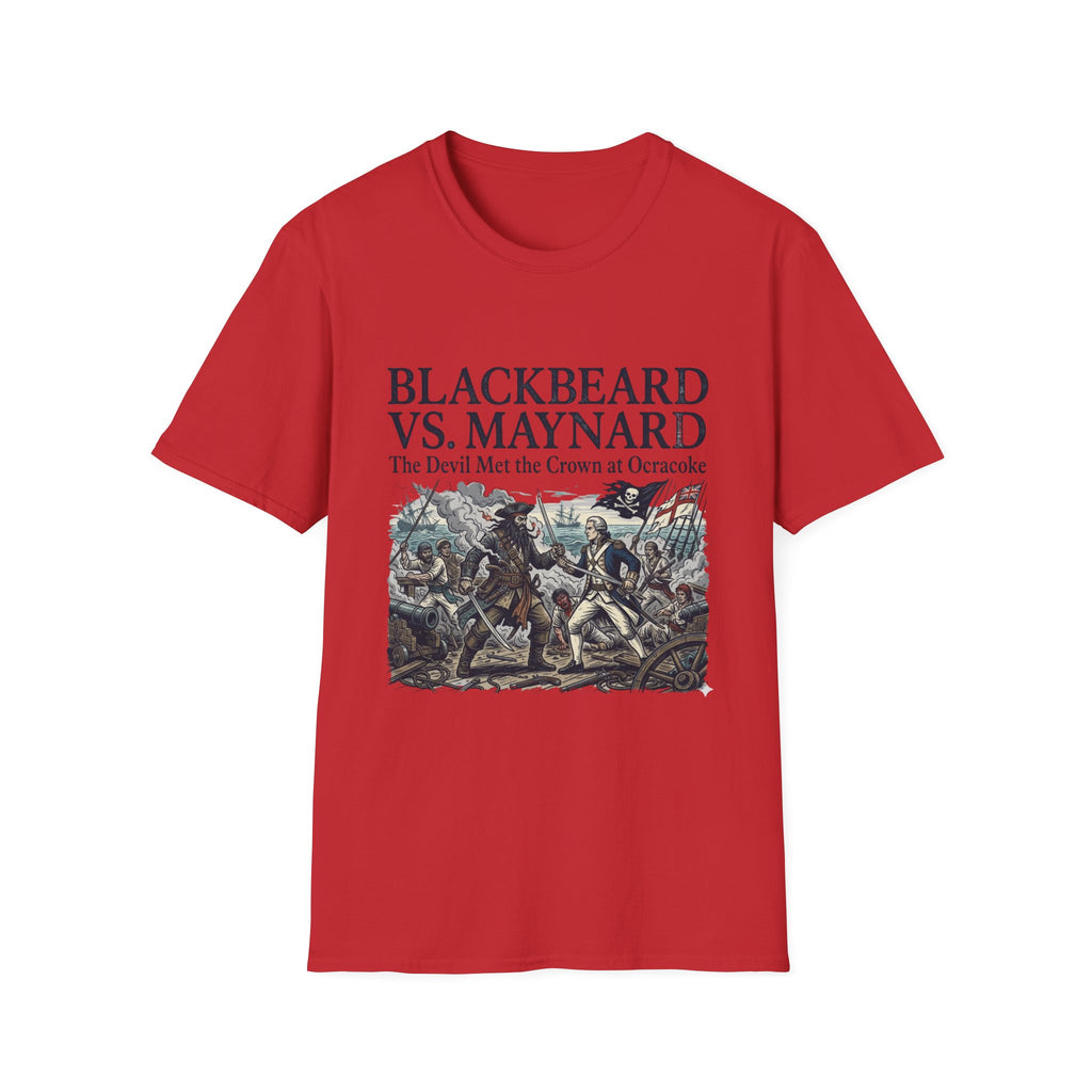 Blackbeard vs. Maynard T‑Shirt — "The Devil Met the Crown at Ocracoke" Historical Pirate Battle Tee