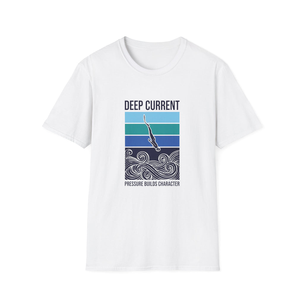 T-shirt graphique Deep Current — T-shirt de plongeur océanique « La pression forge le caractère »