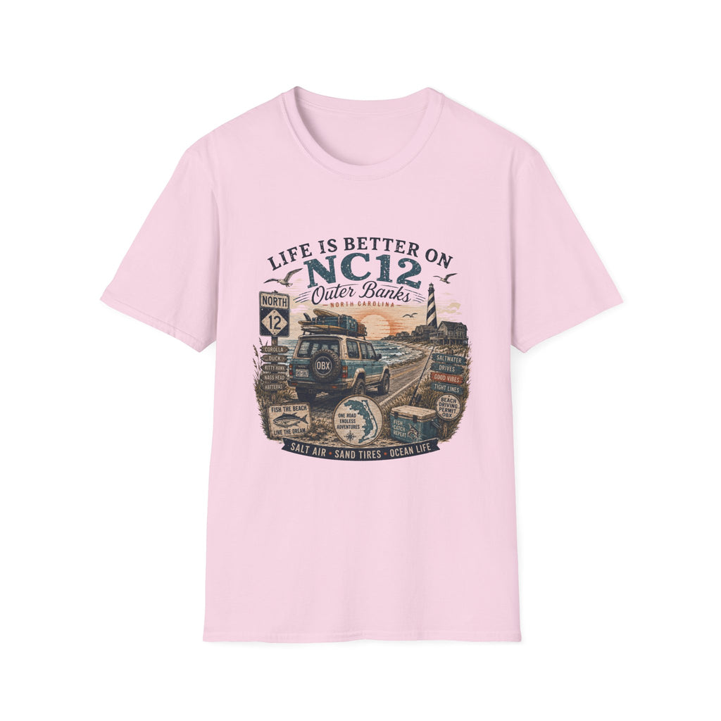 Life Is Better on NC 12 Outer Banks T-Shirt — Coastal Beach Road Trip Tee